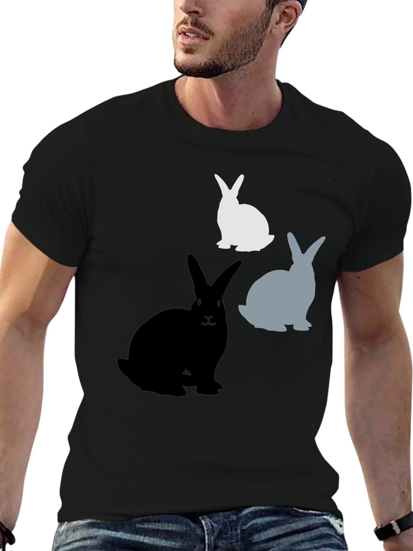 Rabbit Silhouette Graphic Tee - Black