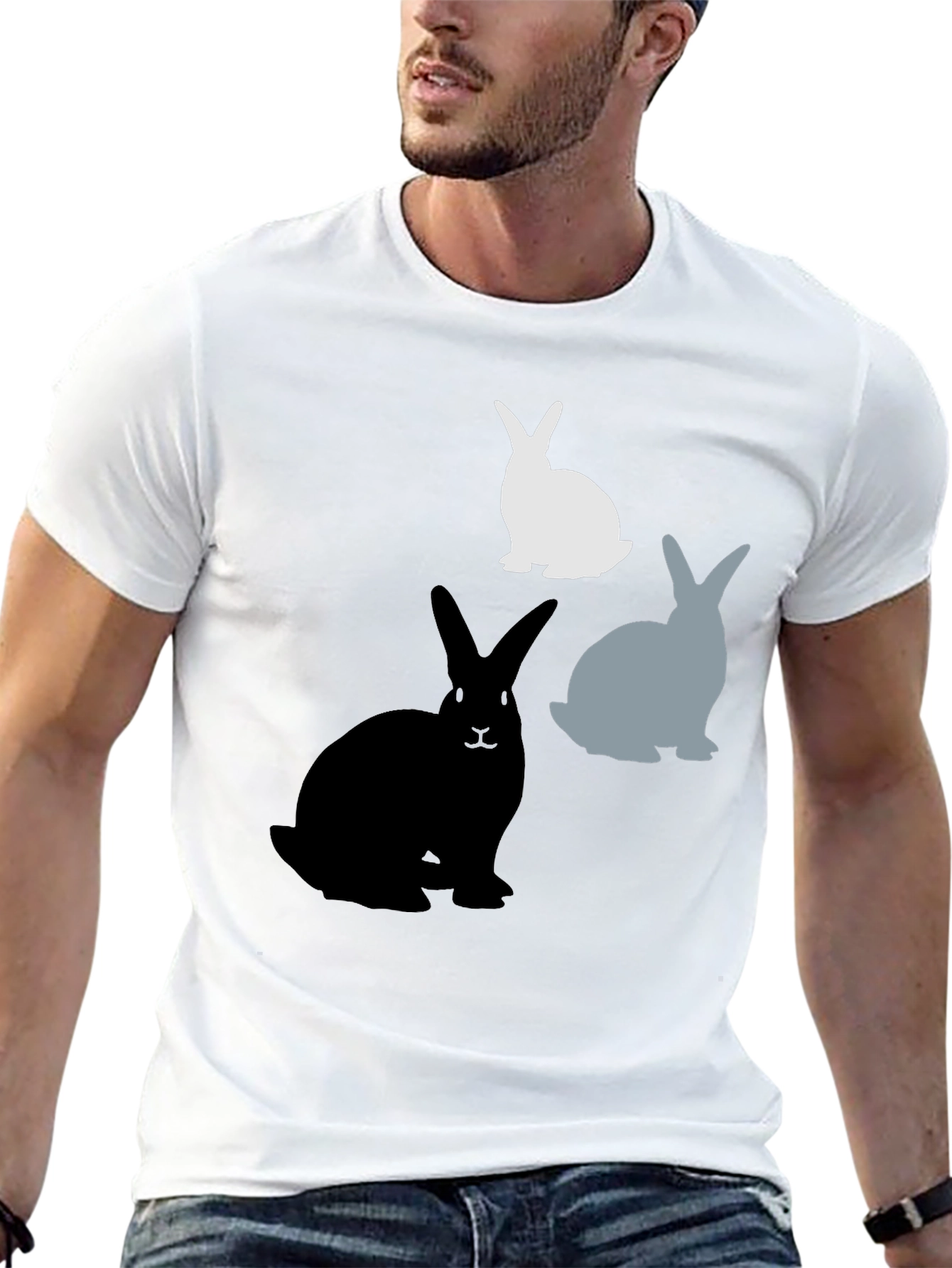 Rabbit Silhouette Graphic Tee - Black