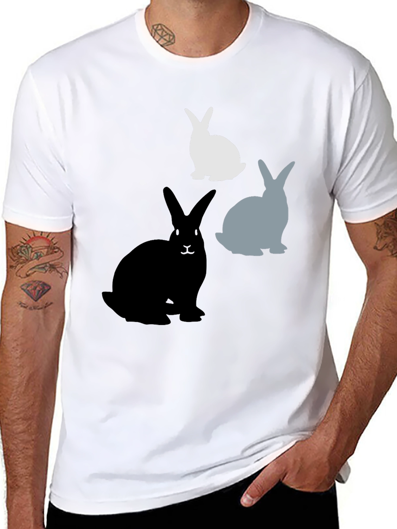 Rabbit Silhouette Graphic Tee - Black