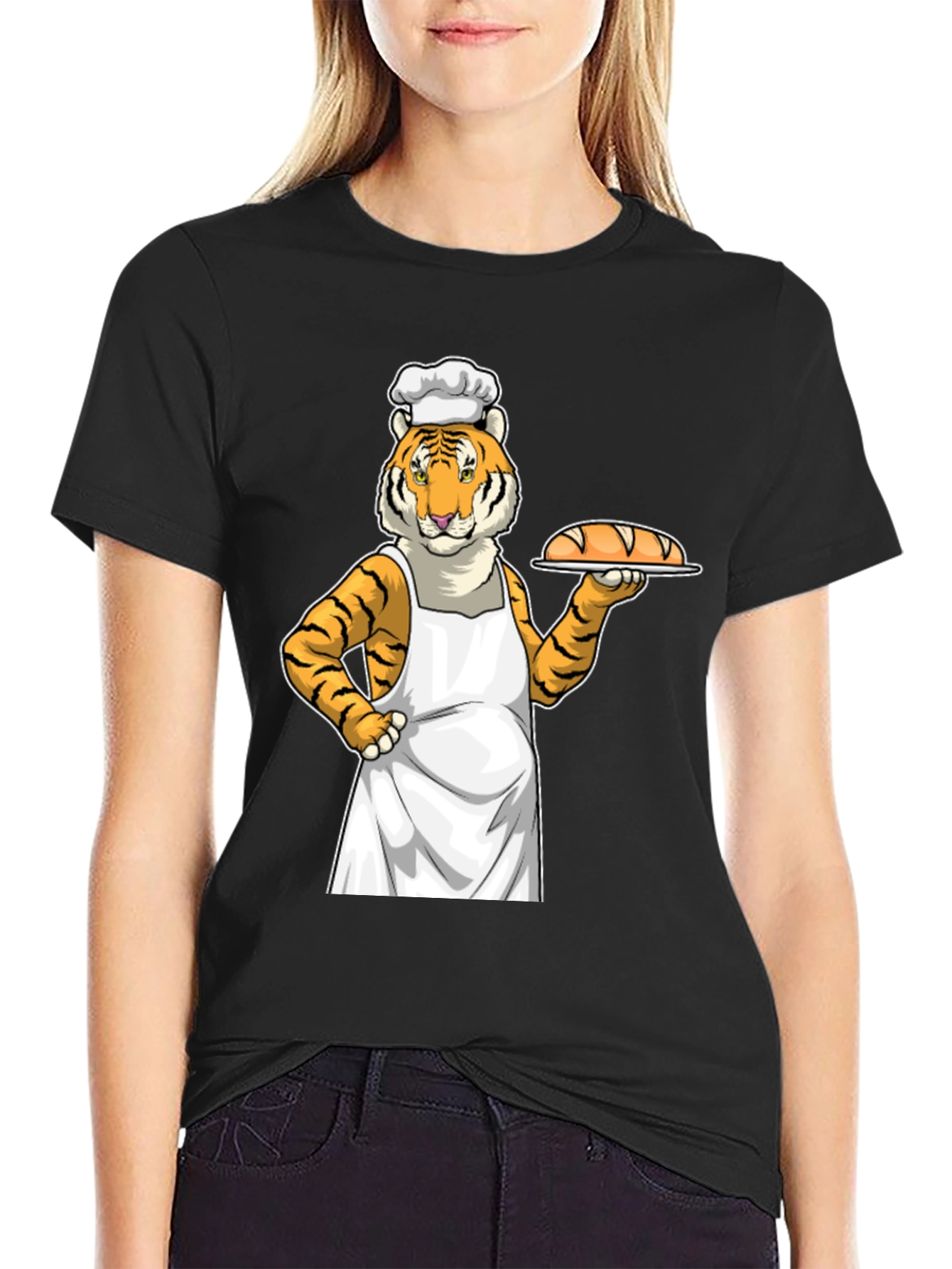Baker Tiger T-Shirt: Novelty Cartoon Graphic Tee