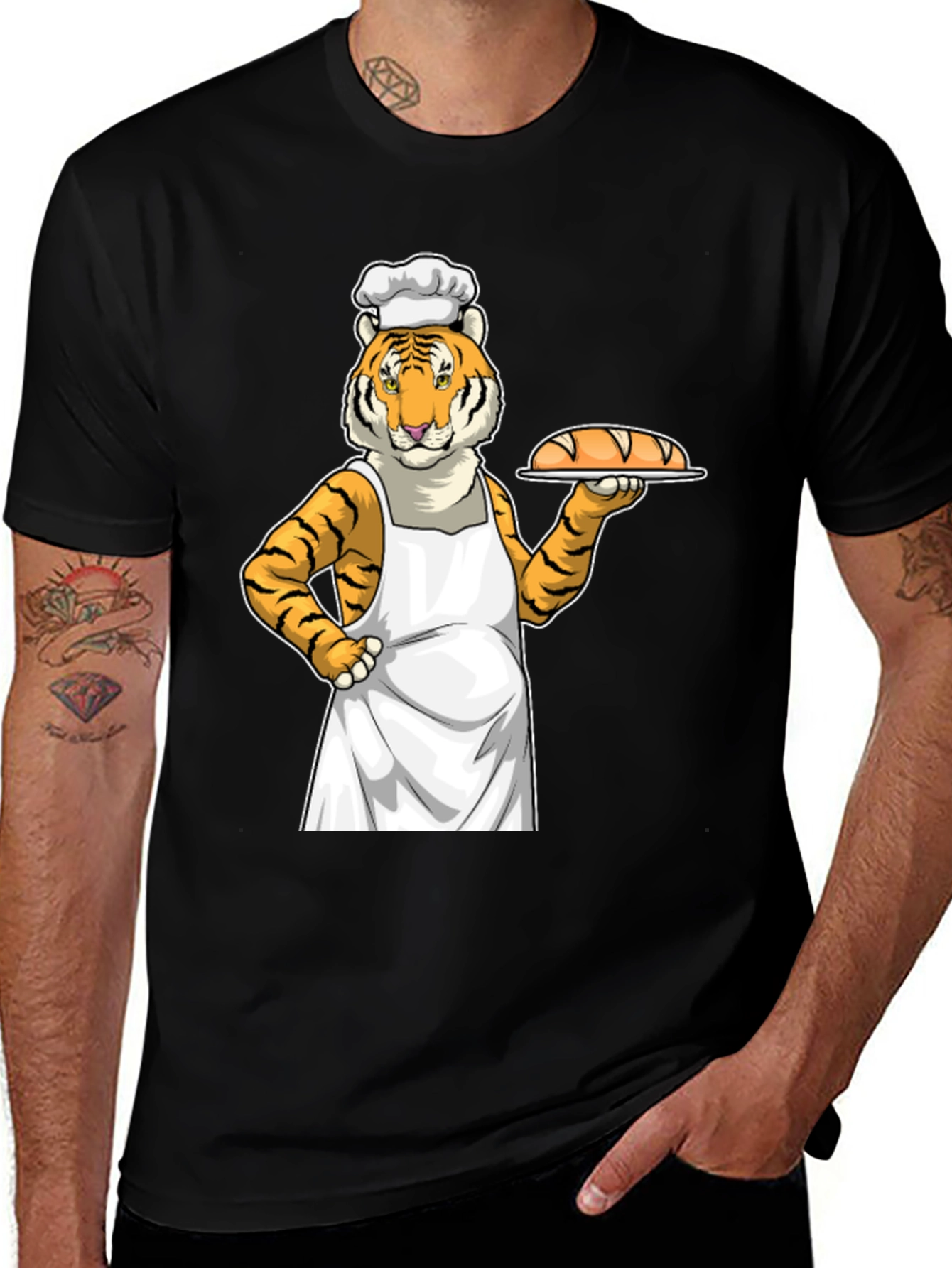 Baker Tiger T-Shirt: Novelty Cartoon Graphic Tee