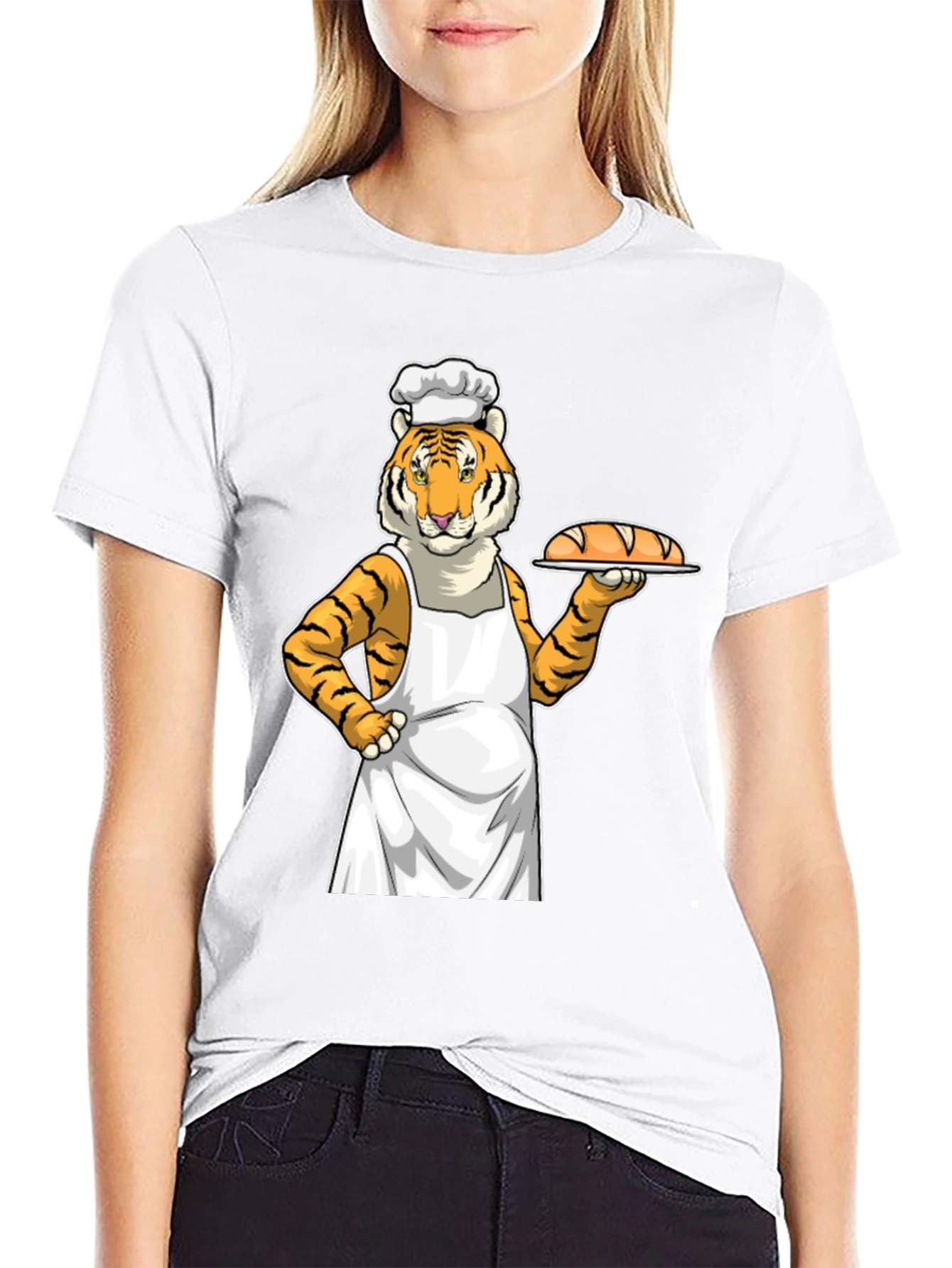 Baker Tiger T-Shirt: Novelty Cartoon Graphic Tee