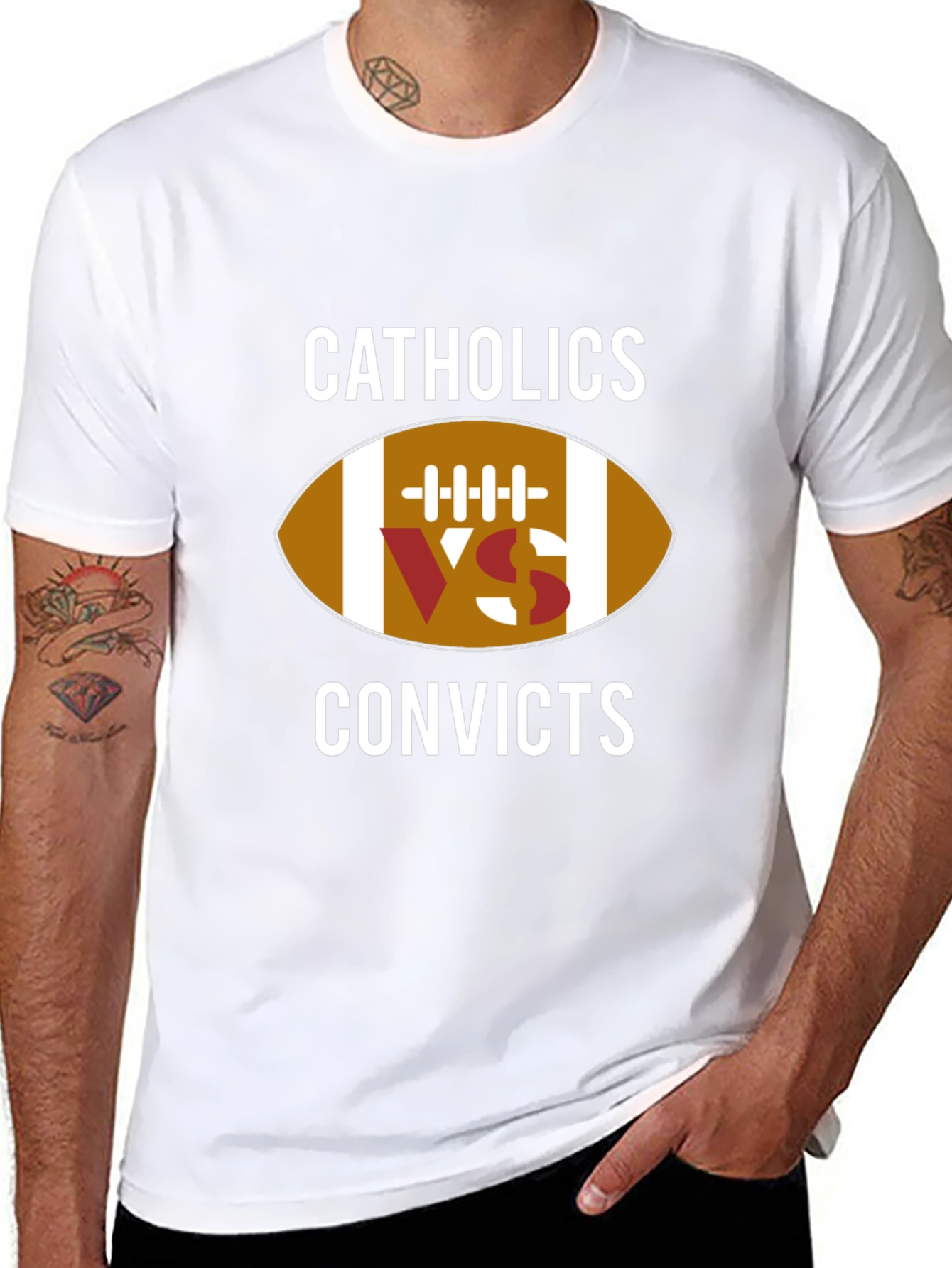 Catholics vs Convicts Football T-Shirt