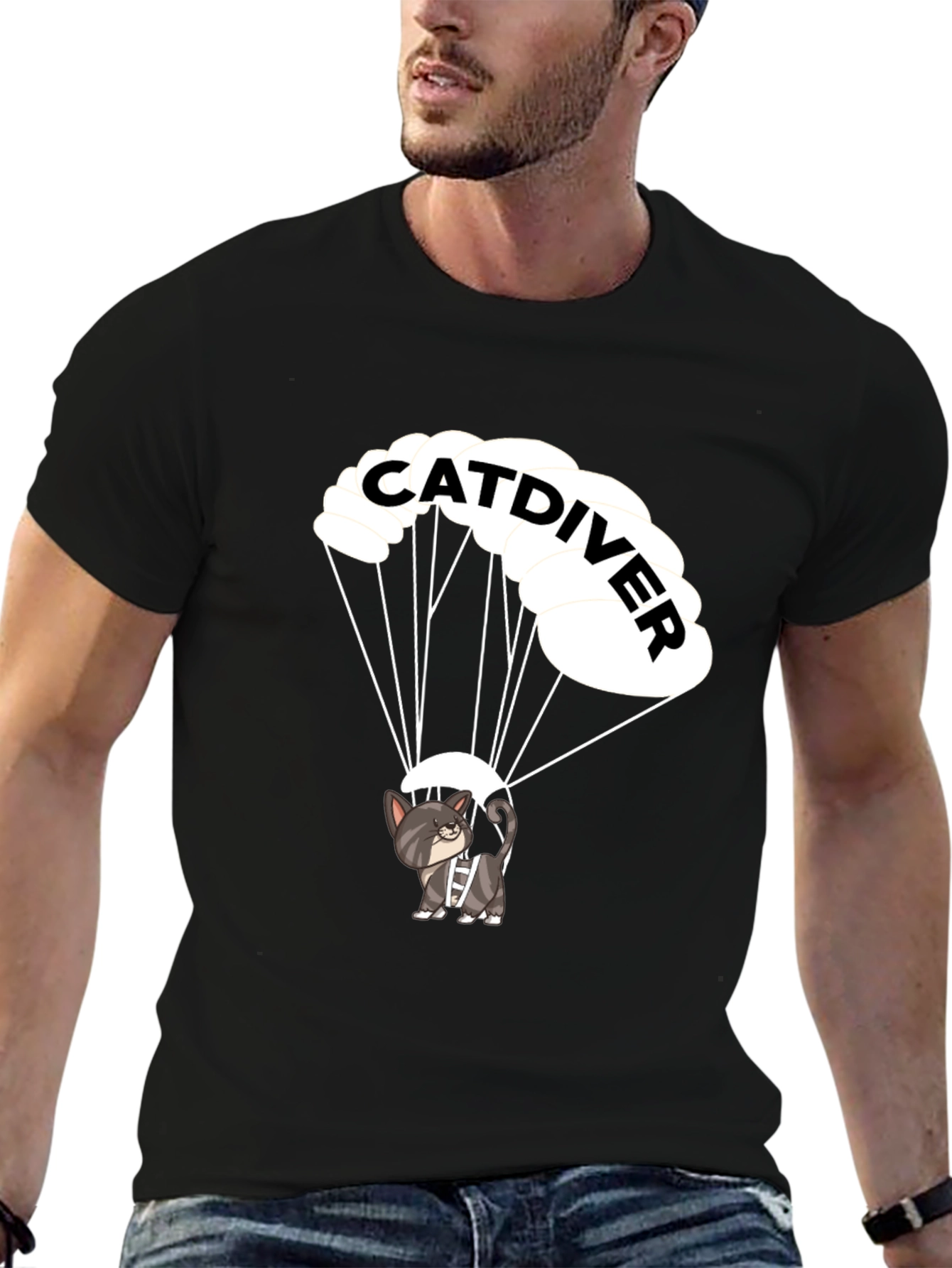 Catdiver T-Shirt - Funny Cat Parachute Tee