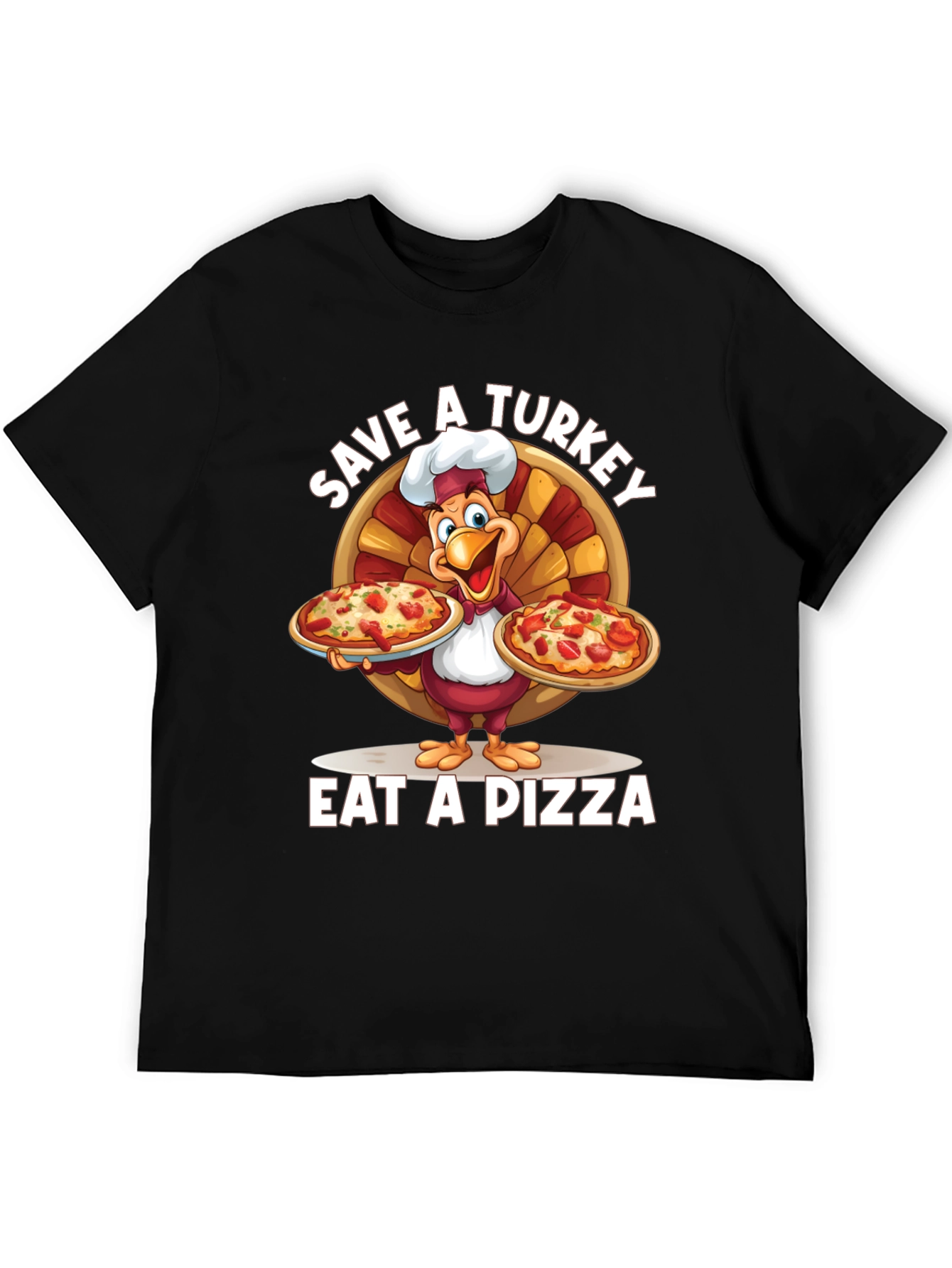 Save a Turkey Eat a Pizza Black T-Shirt