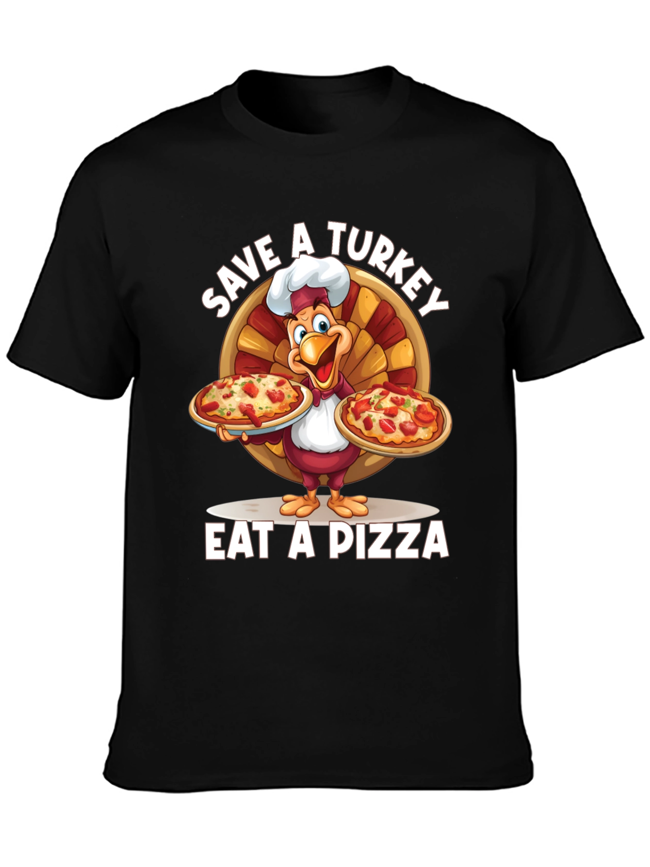 Save a Turkey Eat a Pizza Black T-Shirt