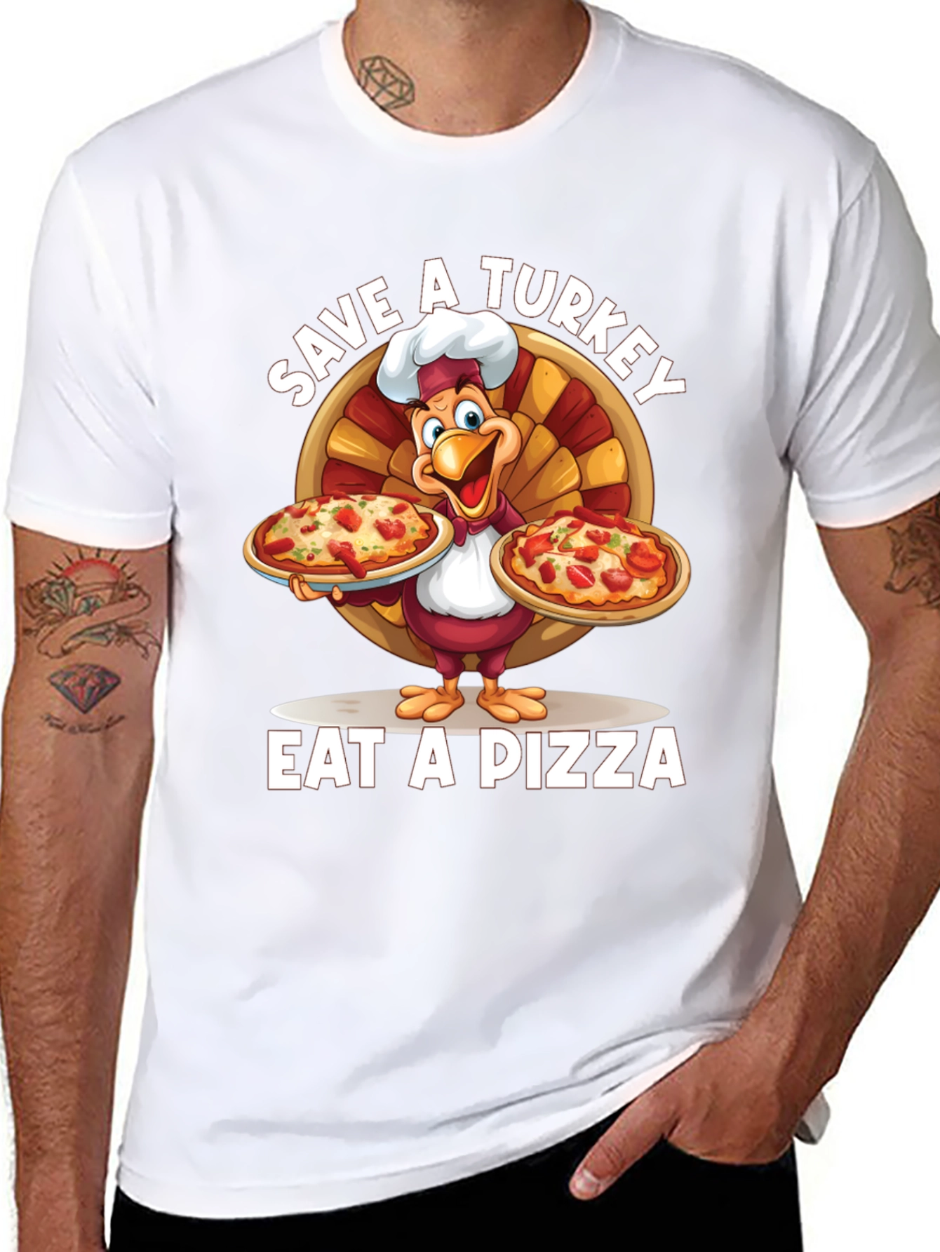 Save a Turkey Eat a Pizza Black T-Shirt