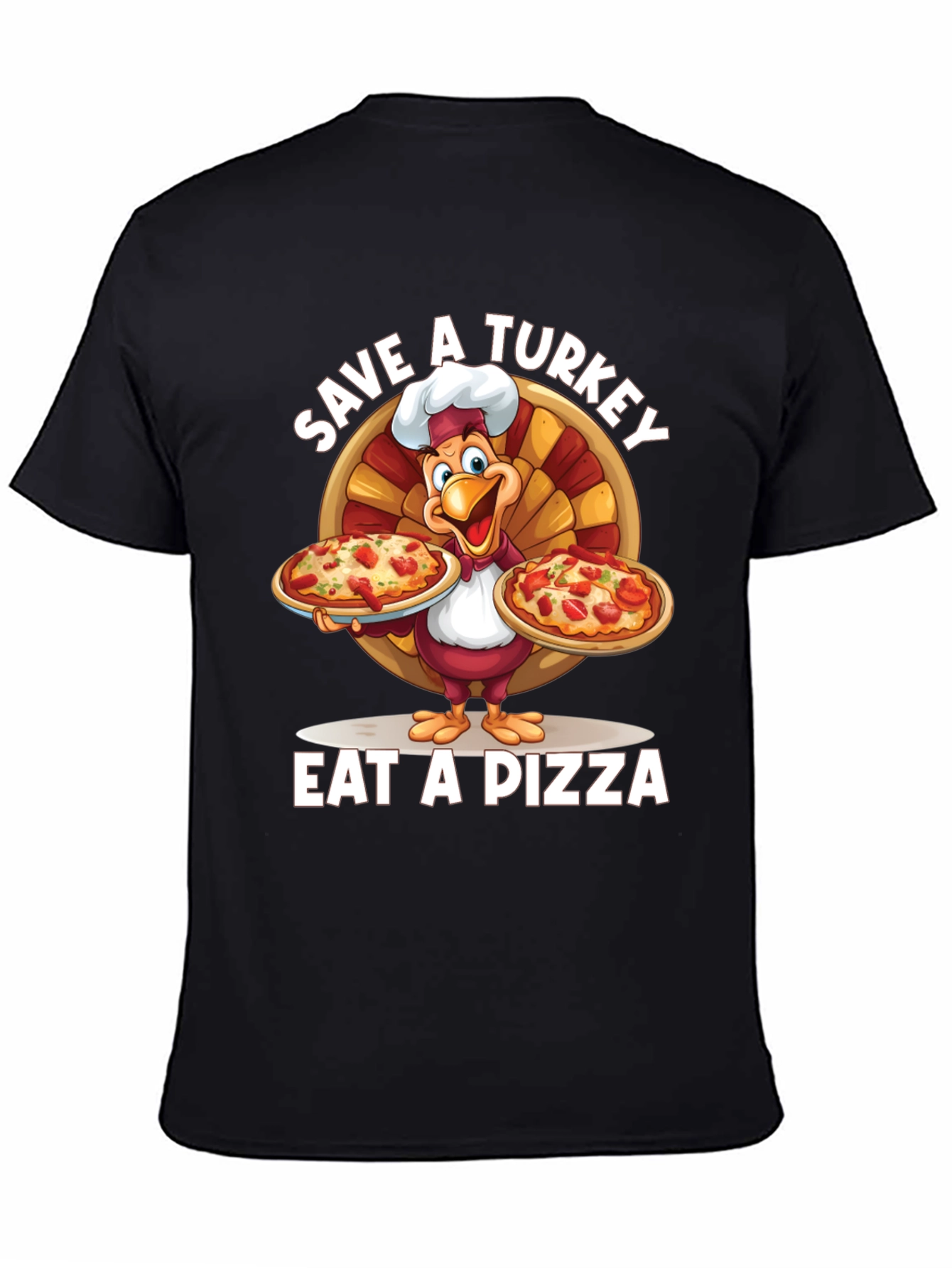 Save a Turkey Eat a Pizza Black T-Shirt