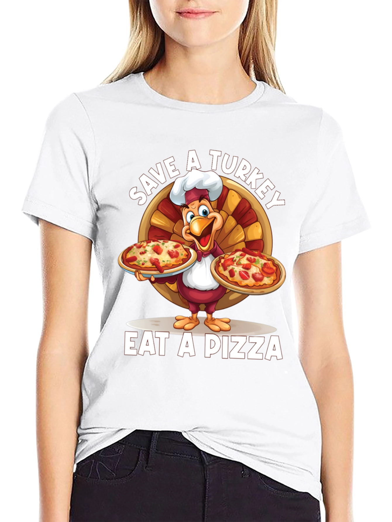 Save a Turkey Eat a Pizza Black T-Shirt
