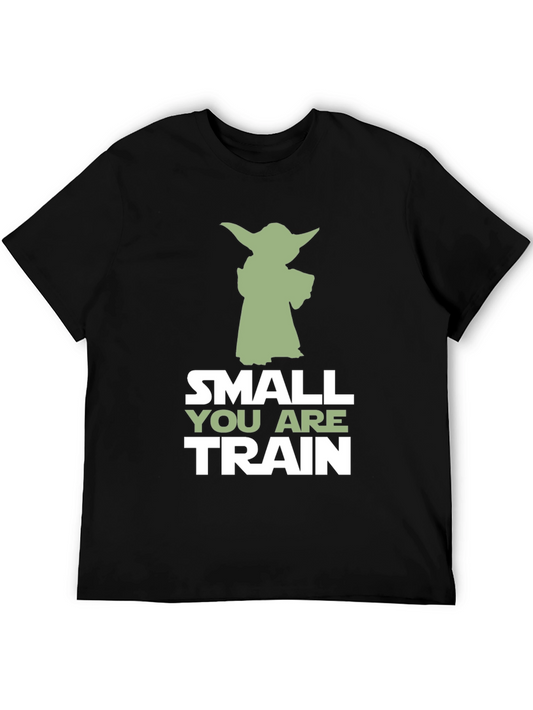 Small You Are Train Yoda Graphic Tee - Black Cotton T-Shirt