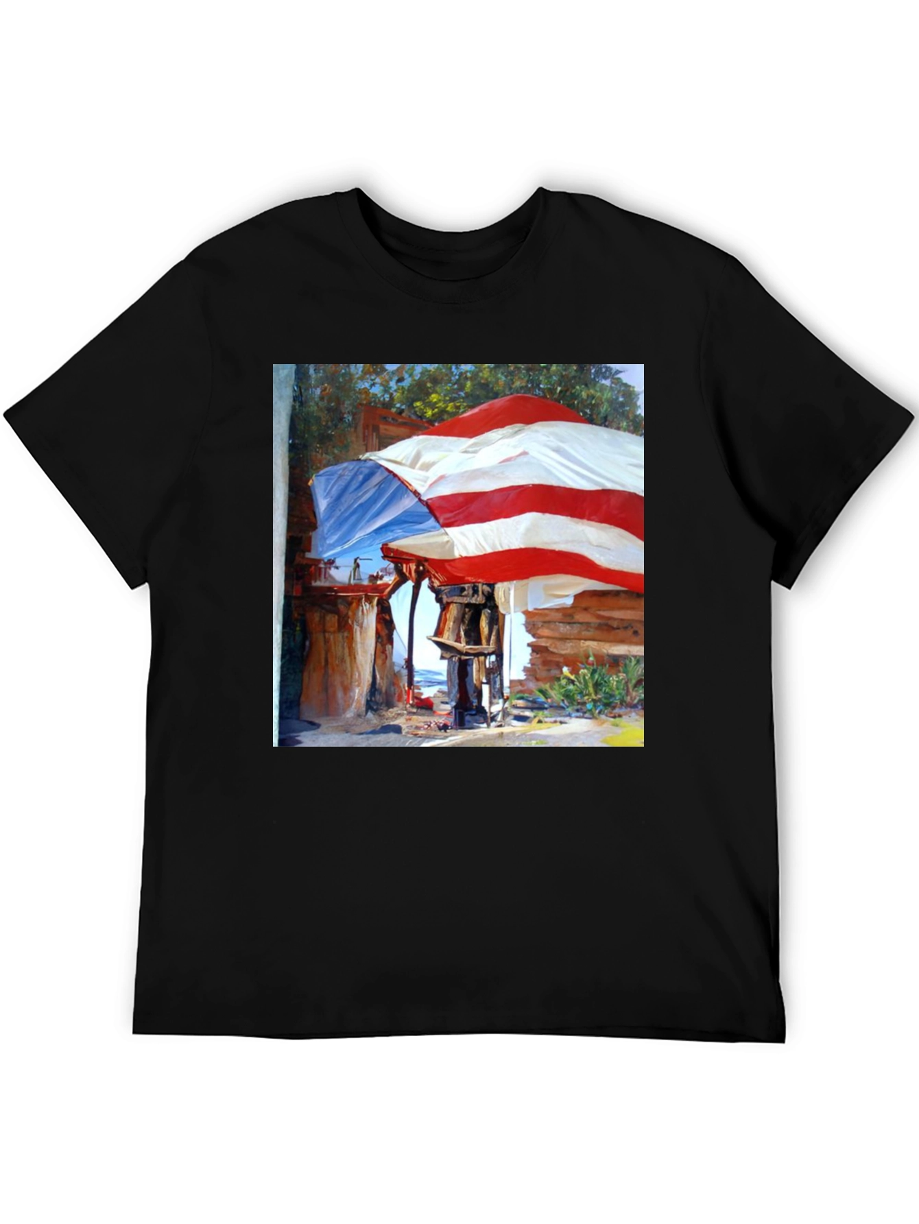 Unique Art Print Black T-Shirt