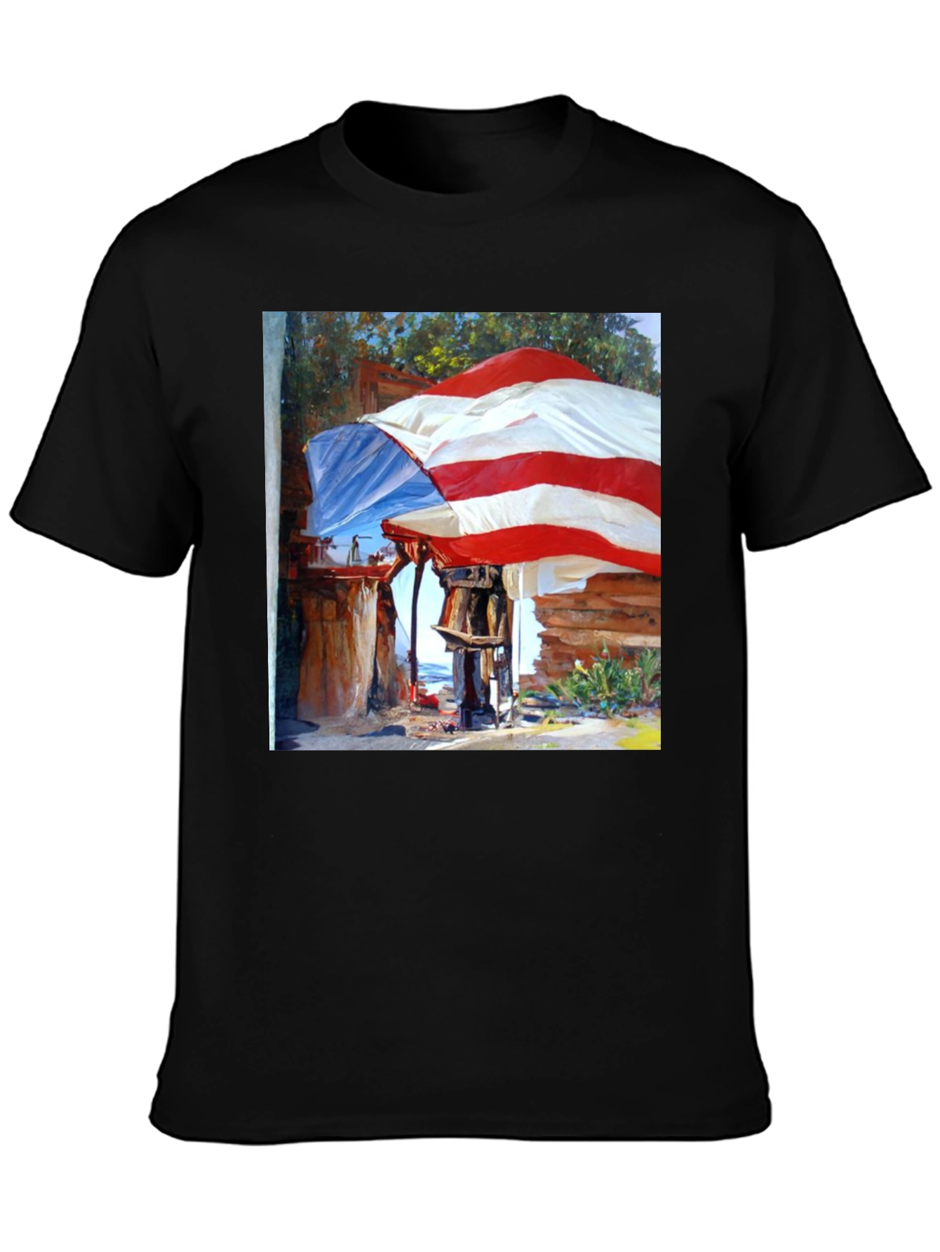 Unique Art Print Black T-Shirt
