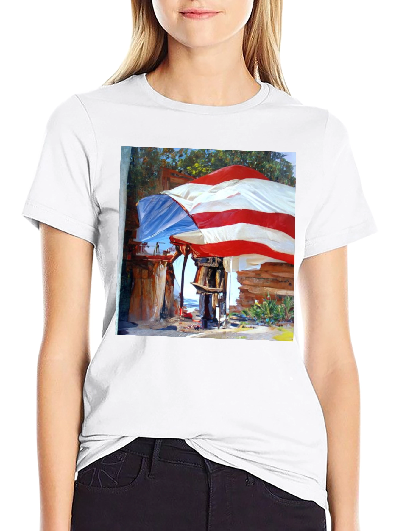 Unique Art Print Black T-Shirt