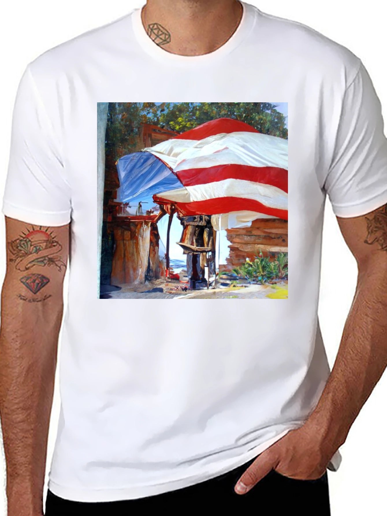 Unique Art Print Black T-Shirt