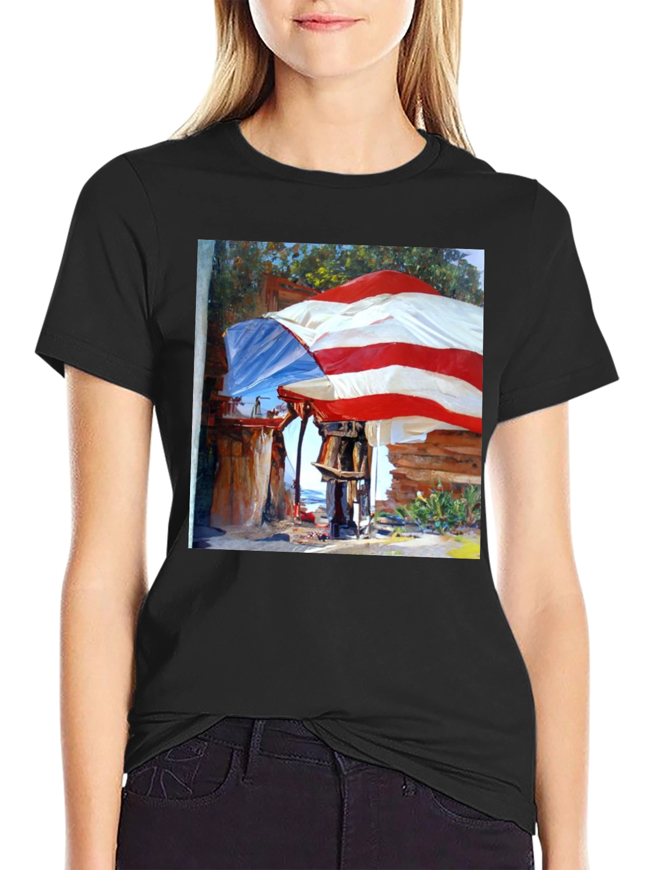 Unique Art Print Black T-Shirt
