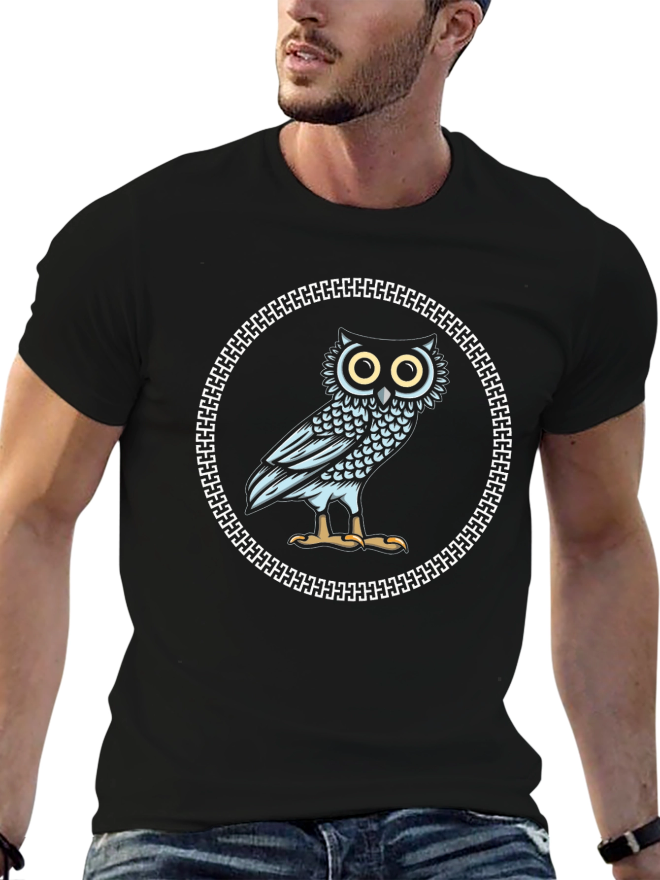 Owl Graphic Print Crew Neck T-Shirt