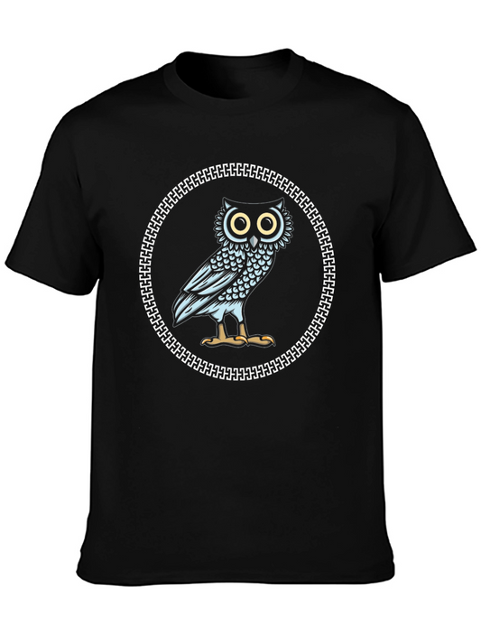 Owl Graphic Print Crew Neck T-Shirt