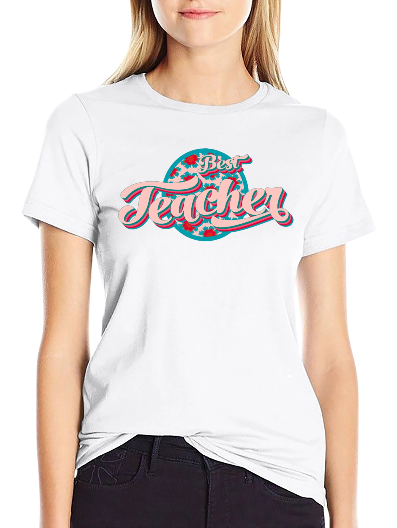 Best Teacher Graphic Tee - Black Cotton T-Shirt