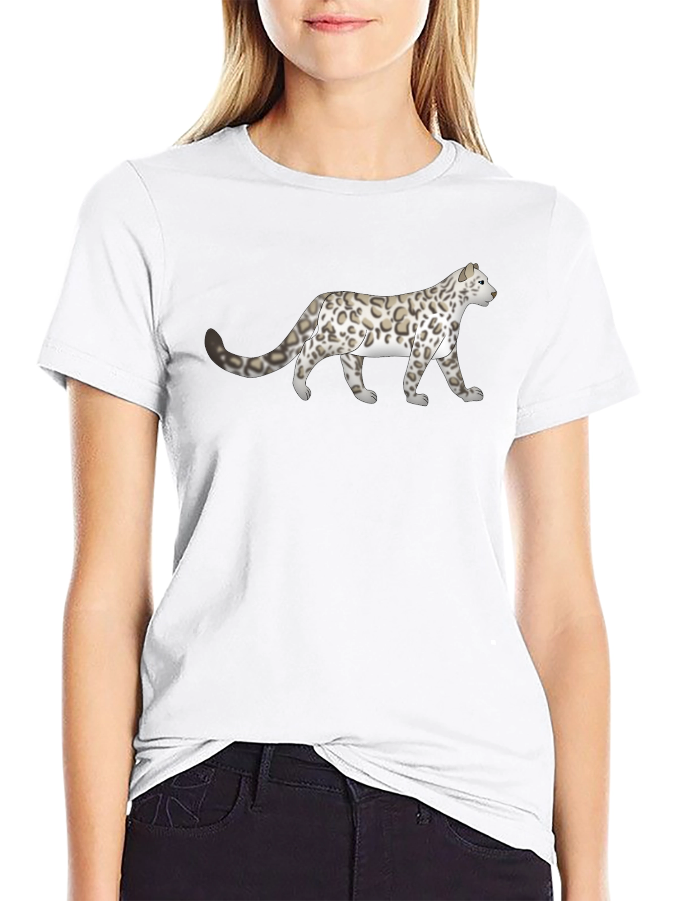 Snow Leopard Graphic Tee - Mens Black T-Shirt