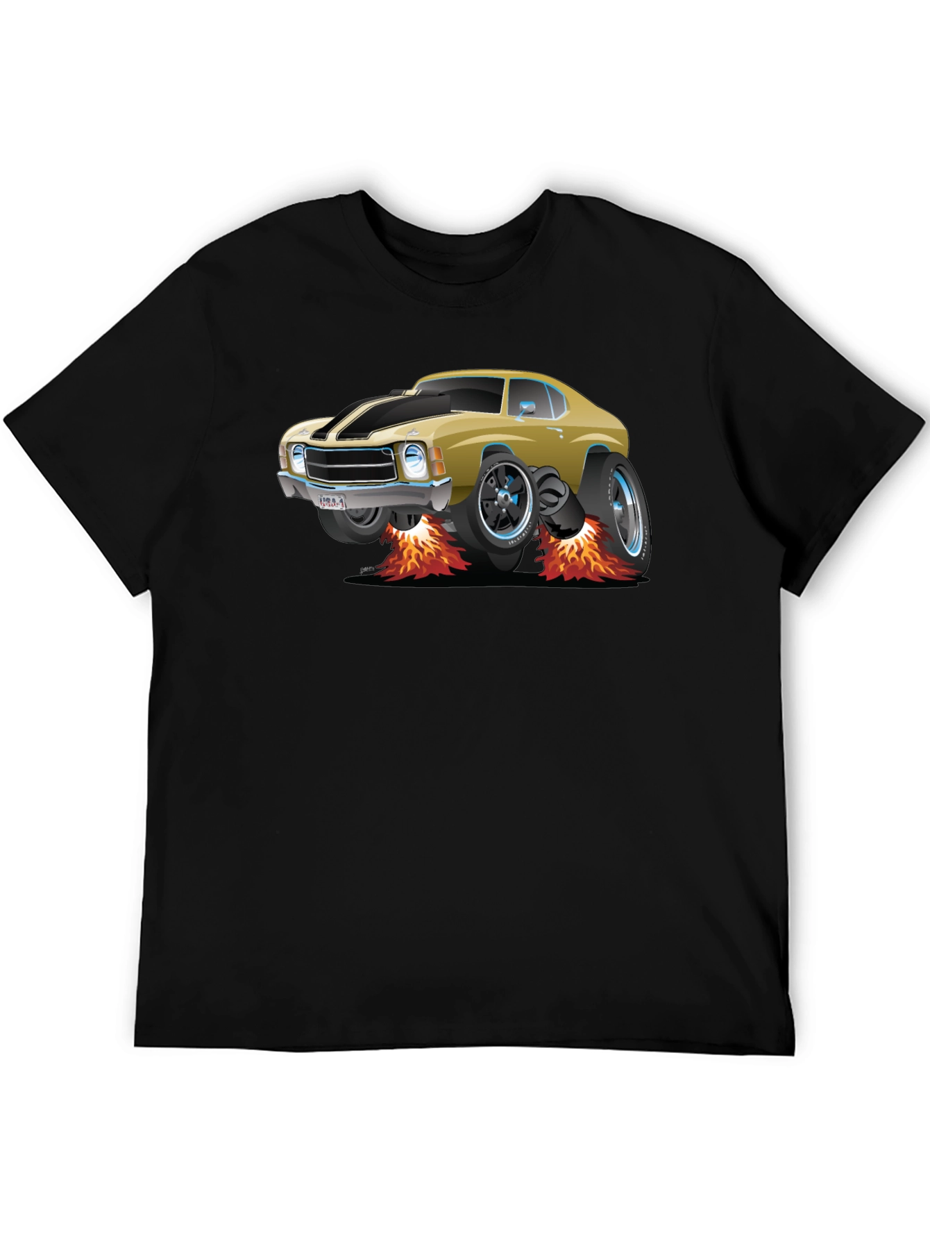 Cartoon Car Flames T-Shirt - Cool Automotive Tee