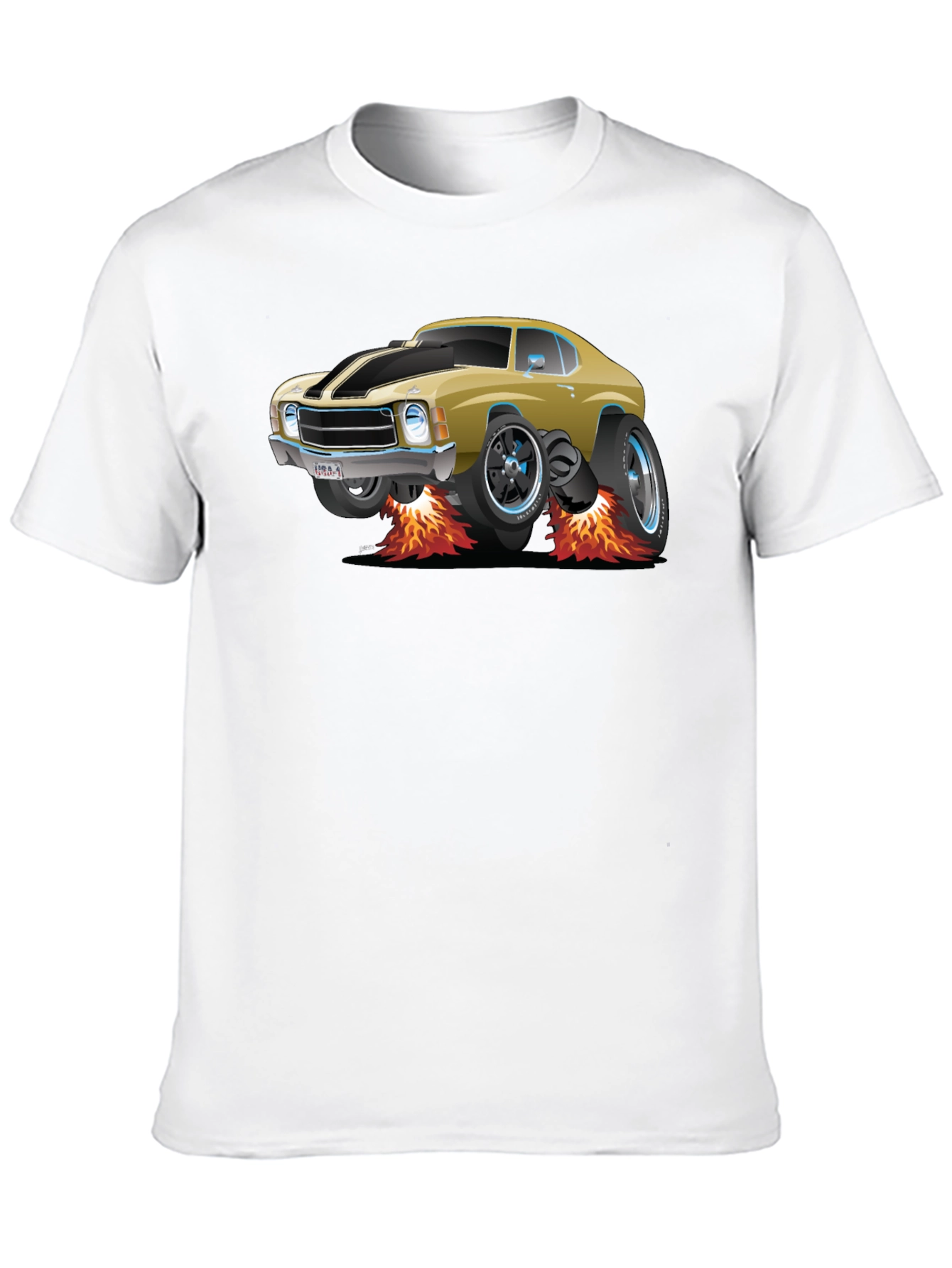 Cartoon Car Flames T-Shirt - Cool Automotive Tee