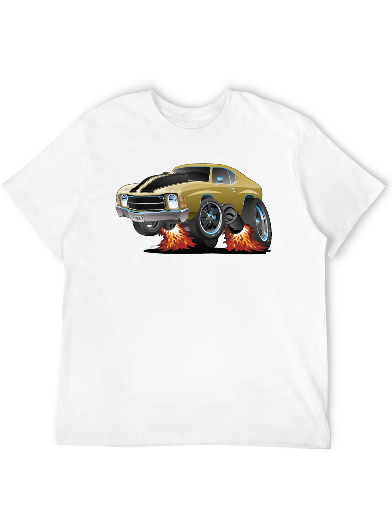 Cartoon Car Flames T-Shirt - Cool Automotive Tee