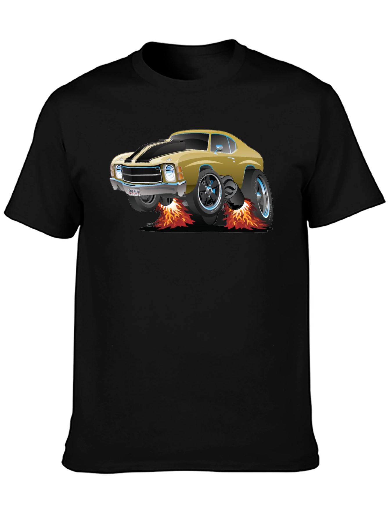 Cartoon Car Flames T-Shirt - Cool Automotive Tee