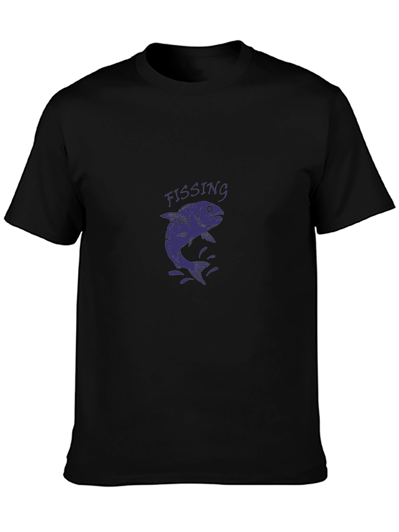 Mens Black FISSING Fish Graphic T-Shirt