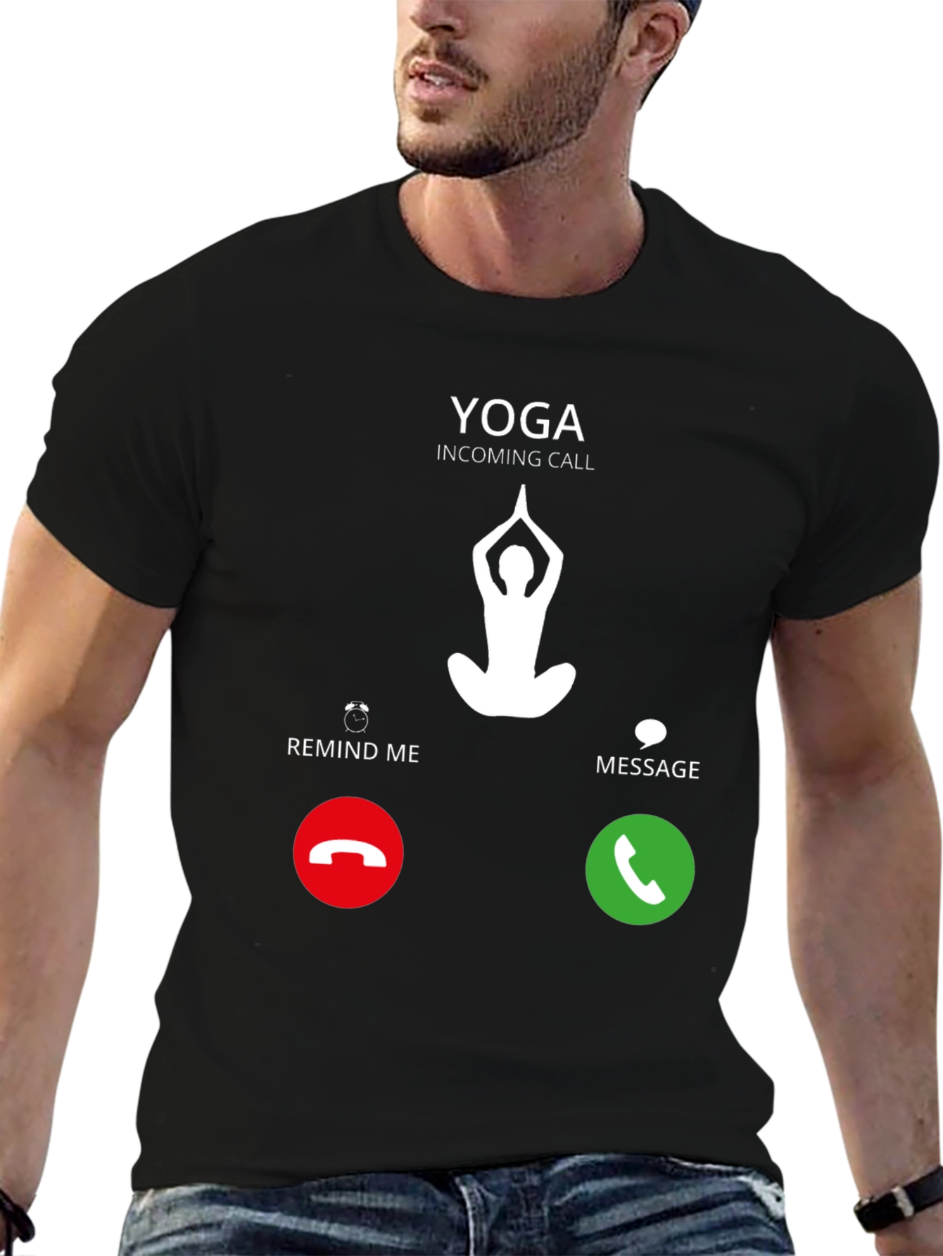 Yoga Incoming Call Black T-Shirt - Meditation Design