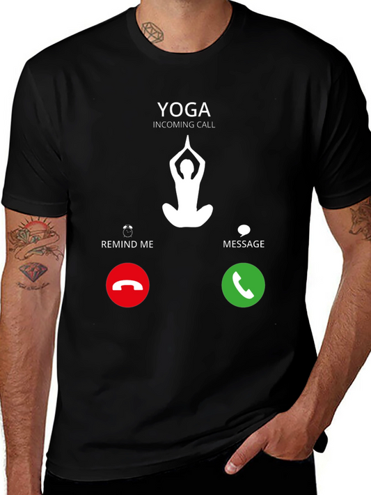 Yoga Incoming Call Black T-Shirt - Meditation Design