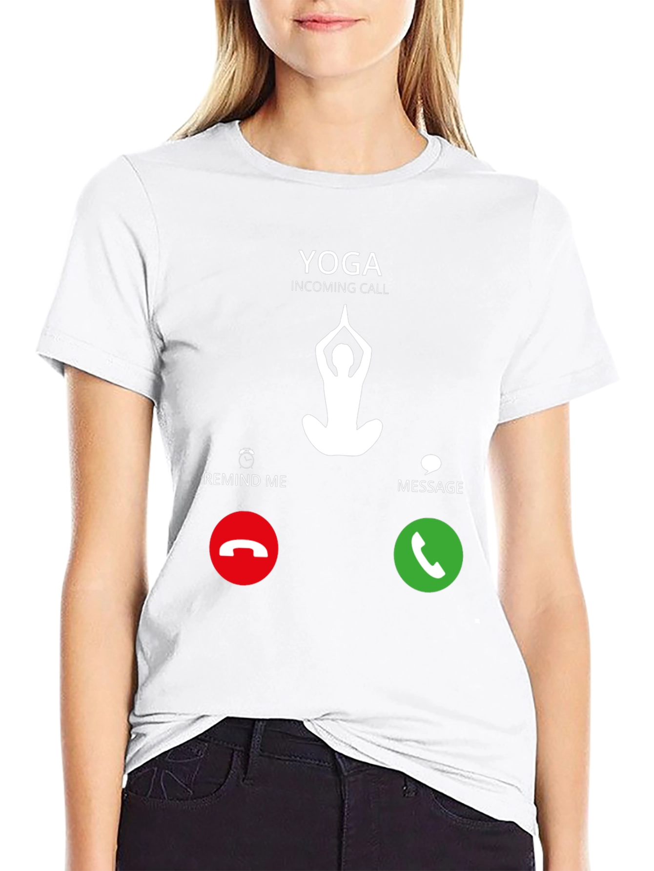 Yoga Incoming Call Black T-Shirt - Meditation Design