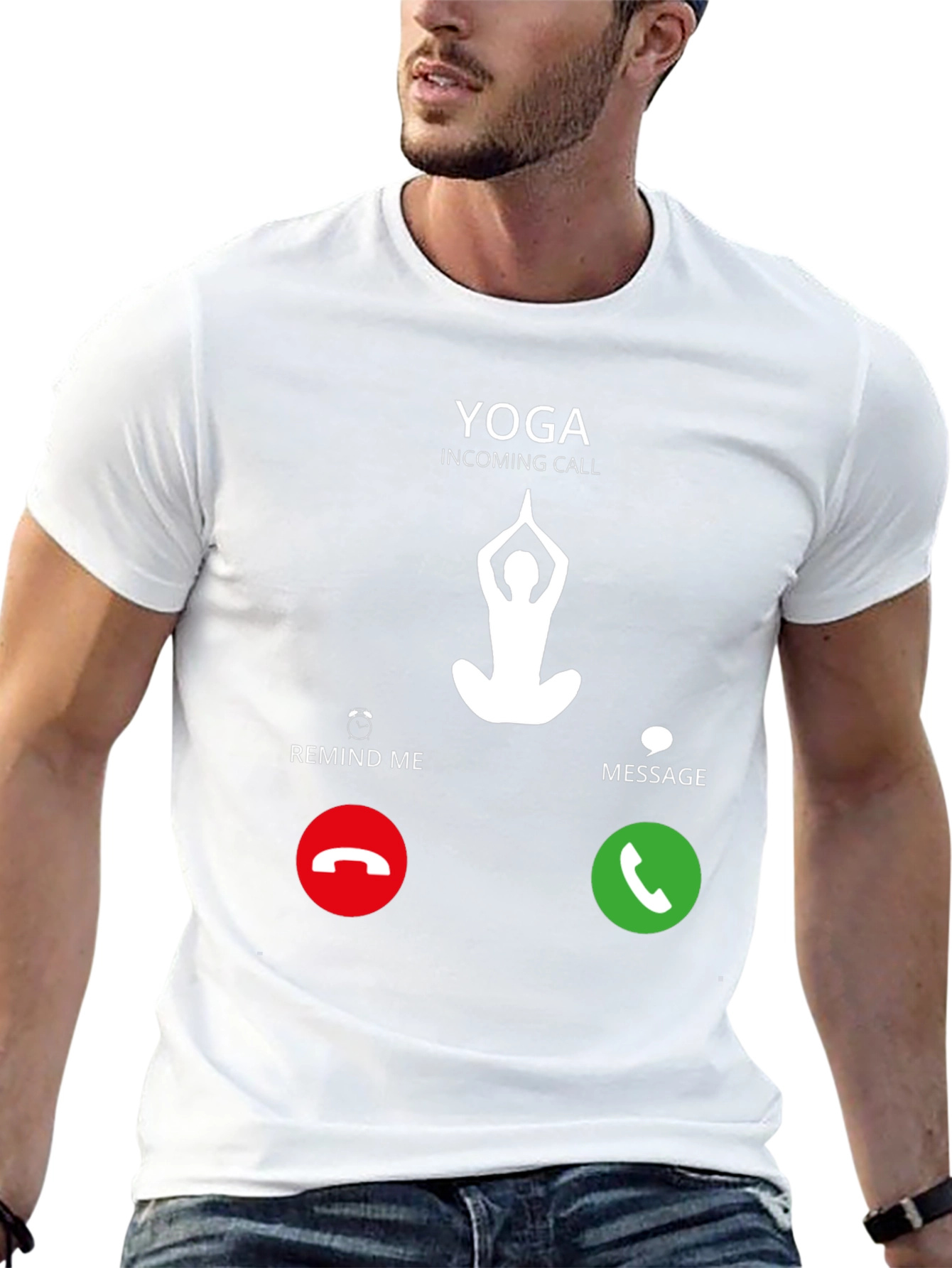 Yoga Incoming Call Black T-Shirt - Meditation Design