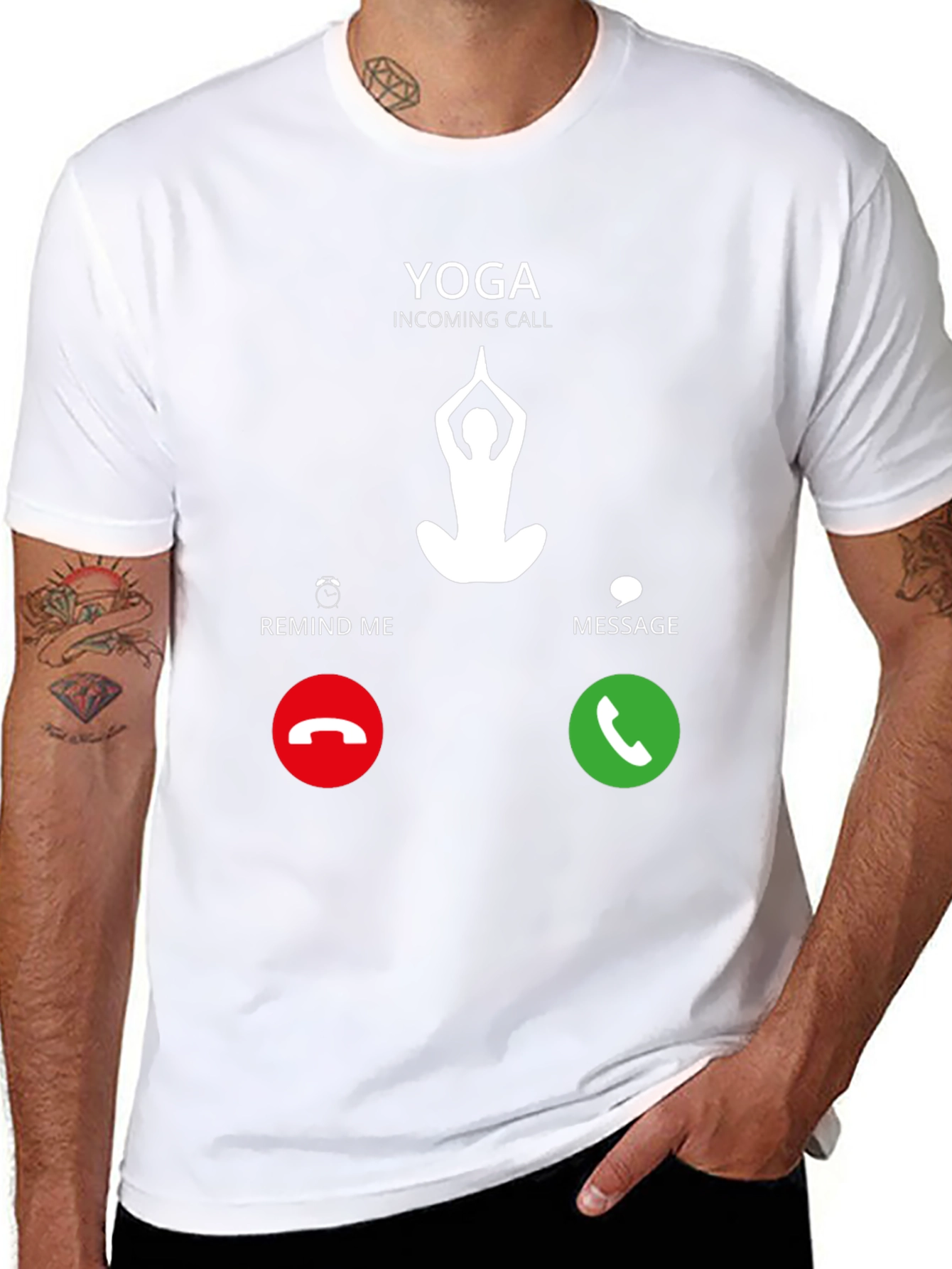 Yoga Incoming Call Black T-Shirt - Meditation Design