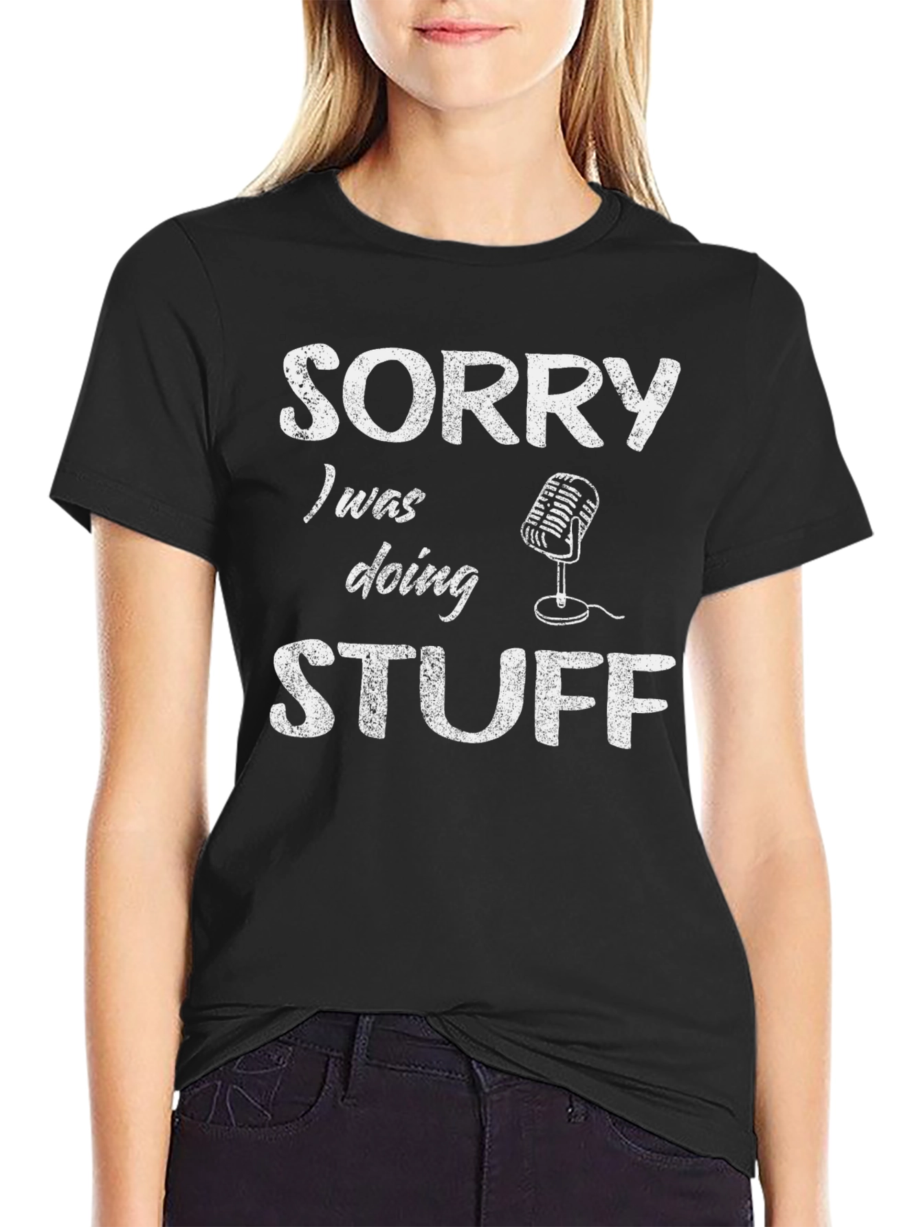 Sorry Doing Stuff Mens Black T-Shirt