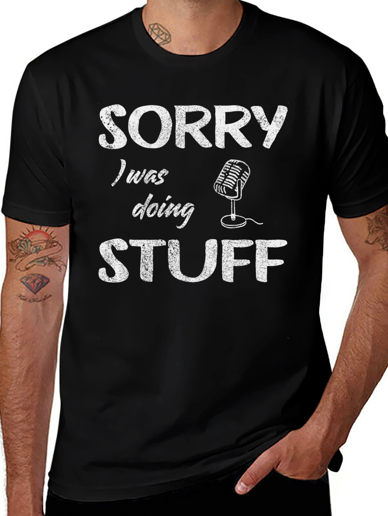 Sorry Doing Stuff Mens Black T-Shirt
