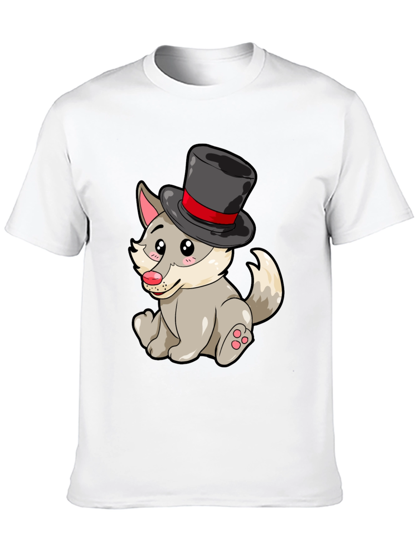 Wolf with Hat Graphic Tee - Funny Animal T-Shirt