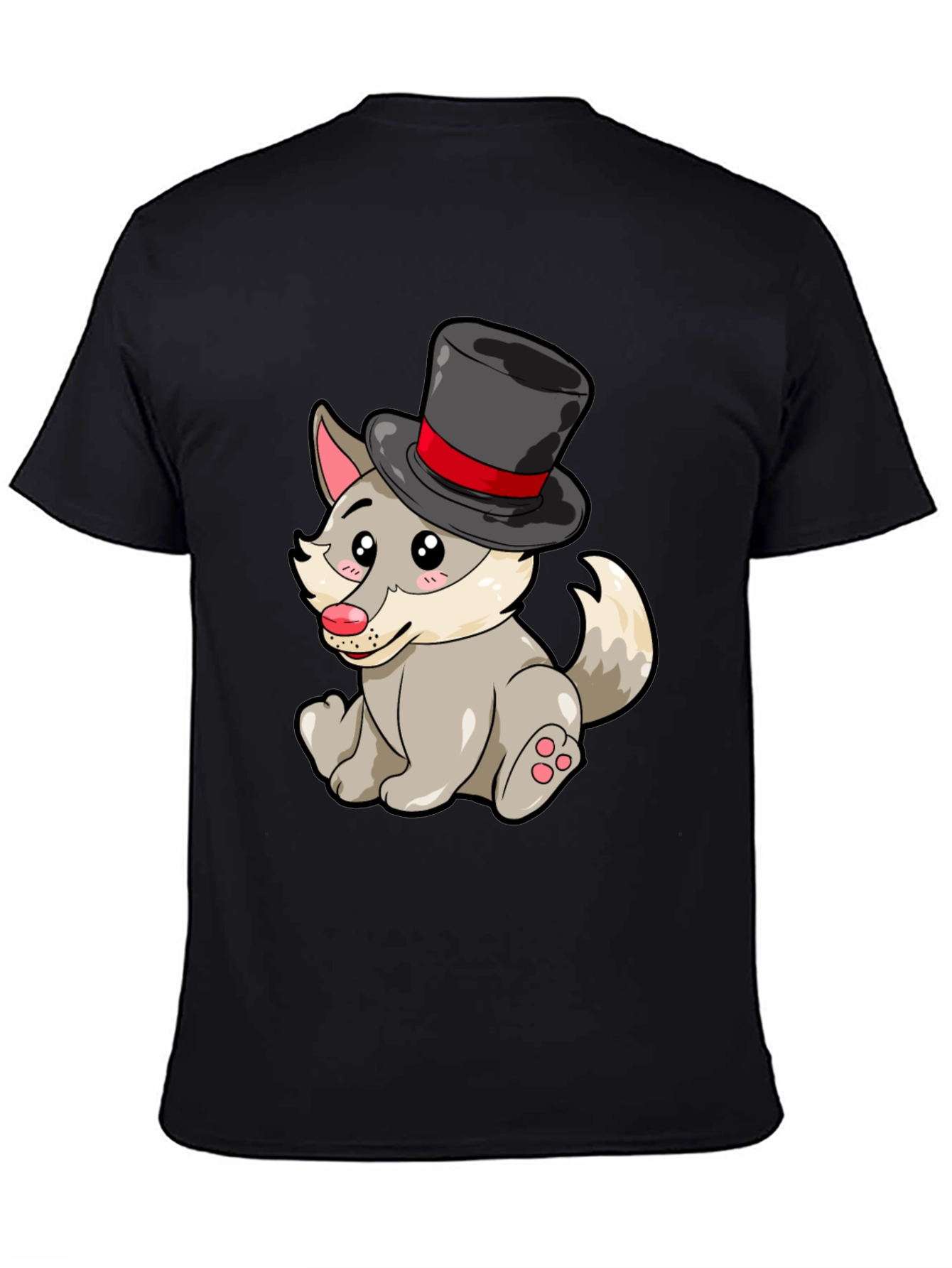Wolf with Hat Graphic Tee - Funny Animal T-Shirt