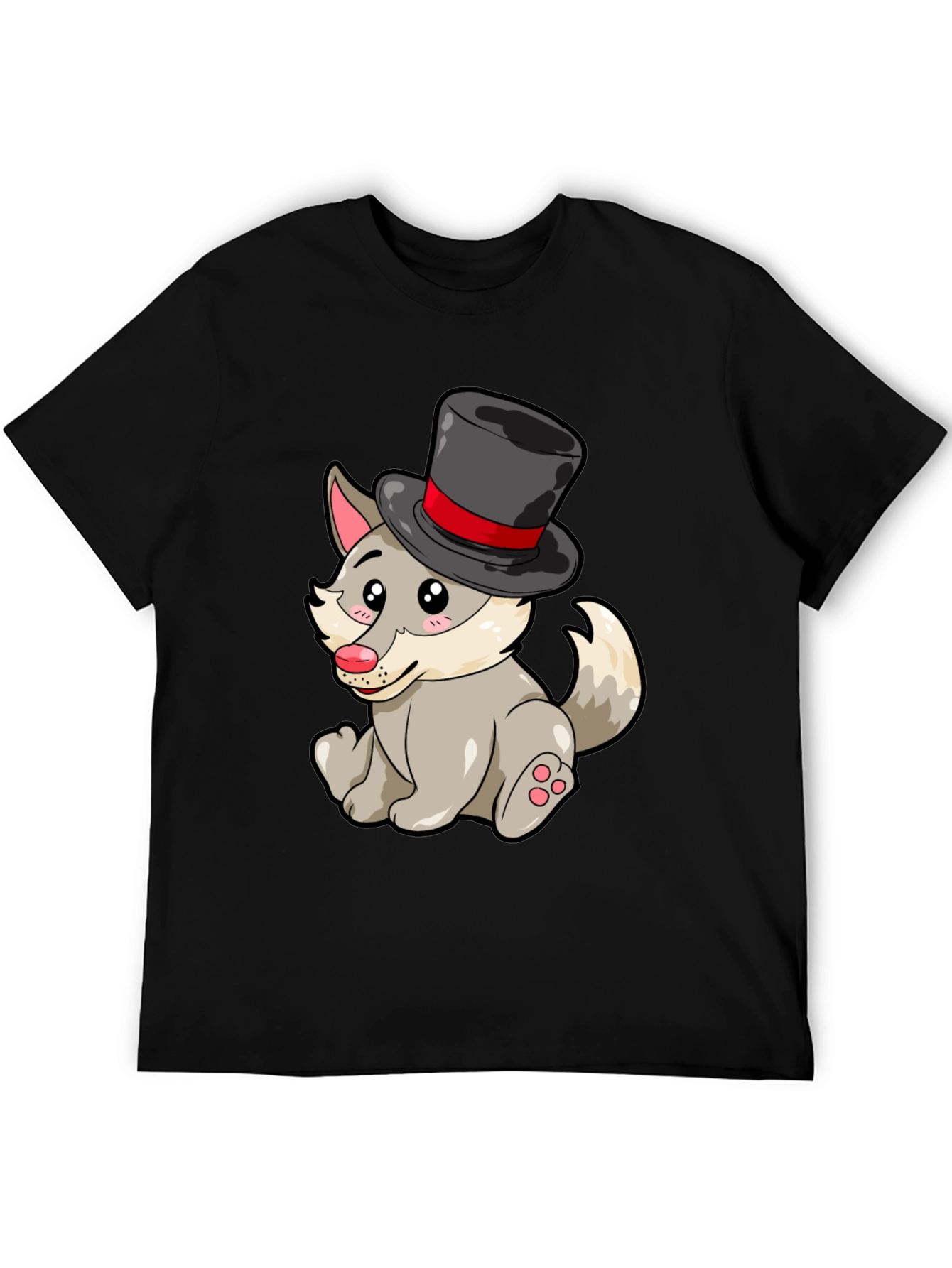 Wolf with Hat Graphic Tee - Funny Animal T-Shirt