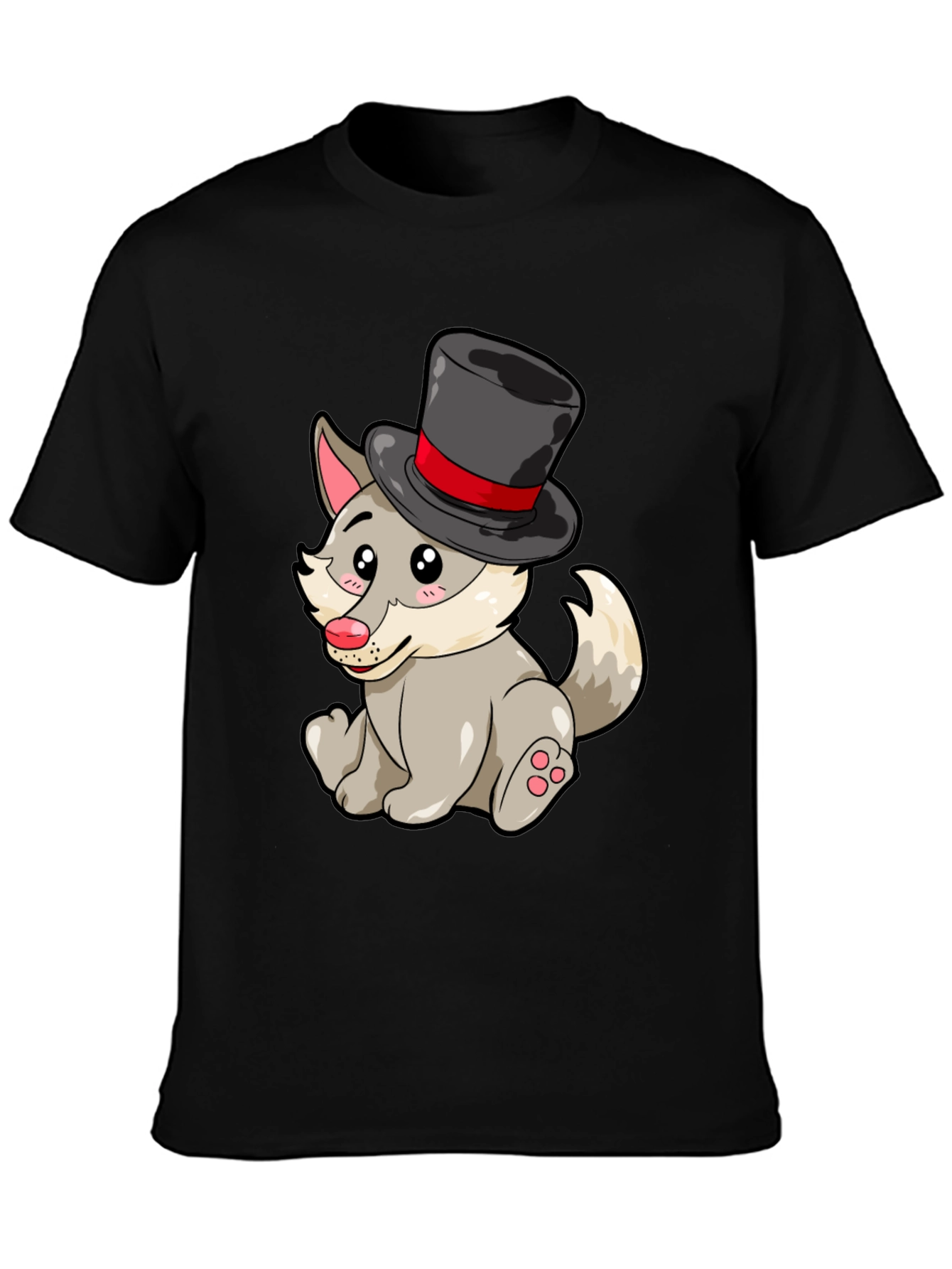 Wolf with Hat Graphic Tee - Funny Animal T-Shirt