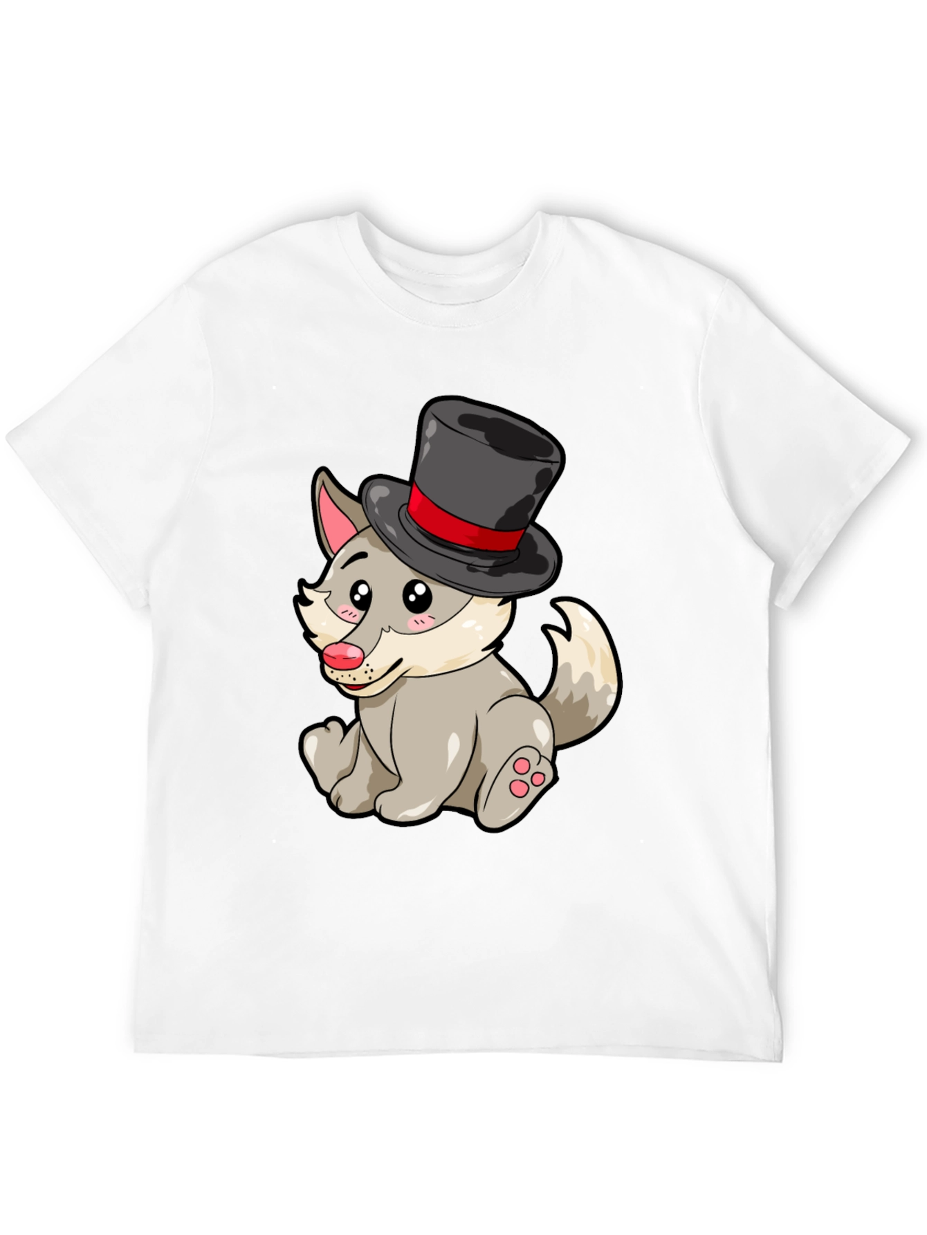 Wolf with Hat Graphic Tee - Funny Animal T-Shirt