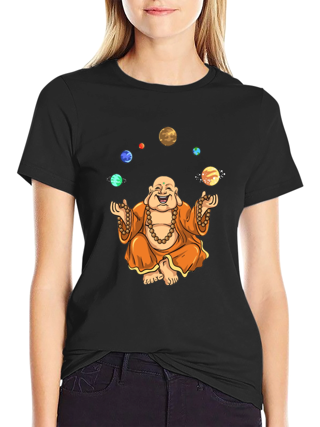 Buddha Juggling Planets Graphic T-Shirt