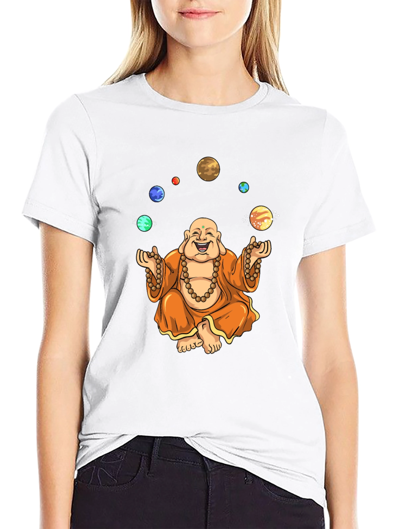 Buddha Juggling Planets Graphic T-Shirt