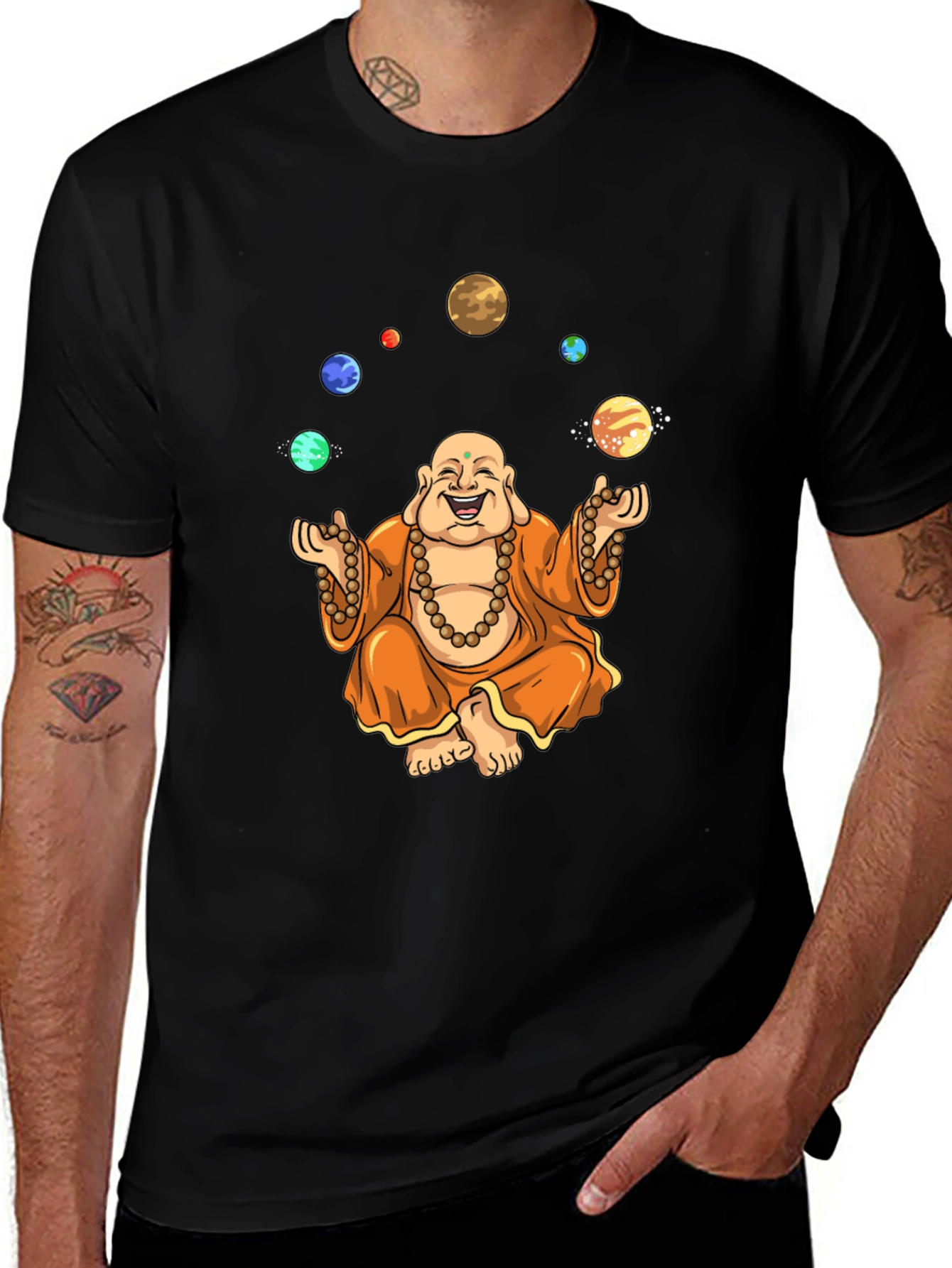 Buddha Juggling Planets Graphic T-Shirt