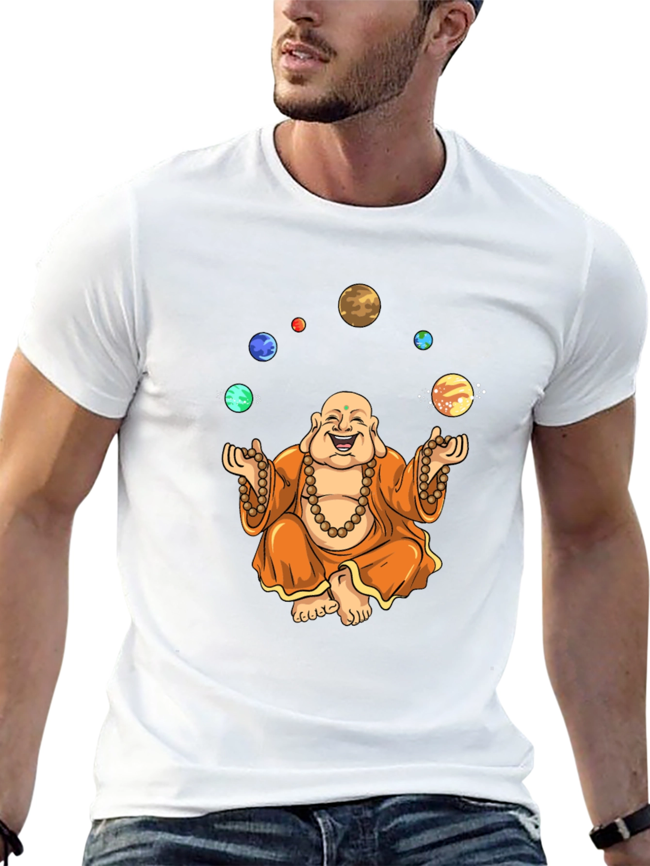 Buddha Juggling Planets Graphic T-Shirt