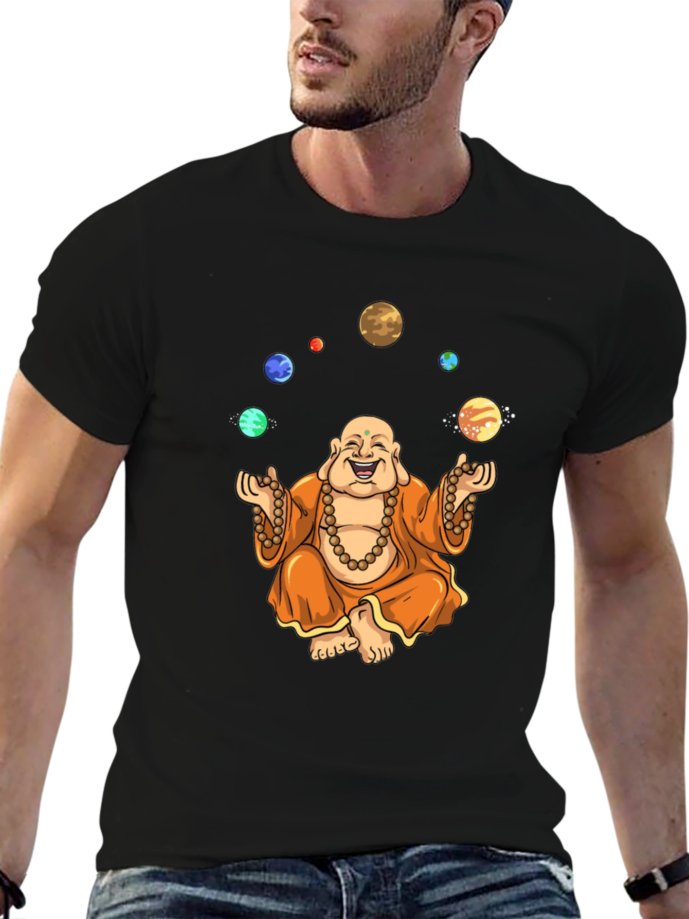Buddha Juggling Planets Graphic T-Shirt