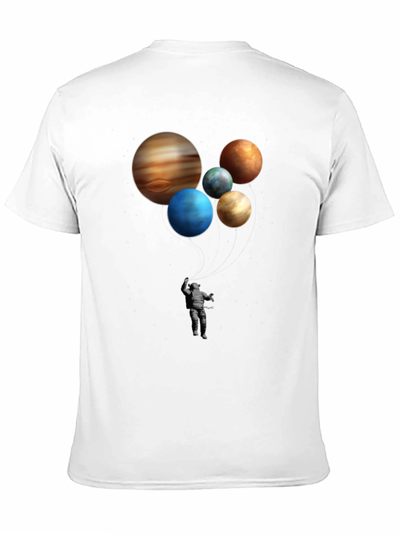 Astronaut and Planet Balloons Graphic Tee - Black