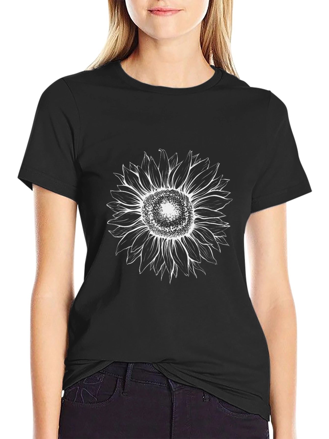 Sunflower Graphic Tee - Stylish Black T-Shirt