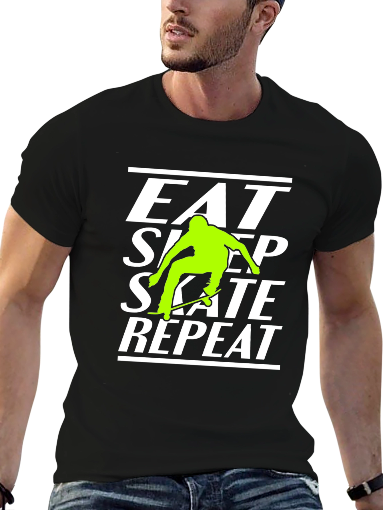 Eat Sleep Skate Repeat Black T-Shirt