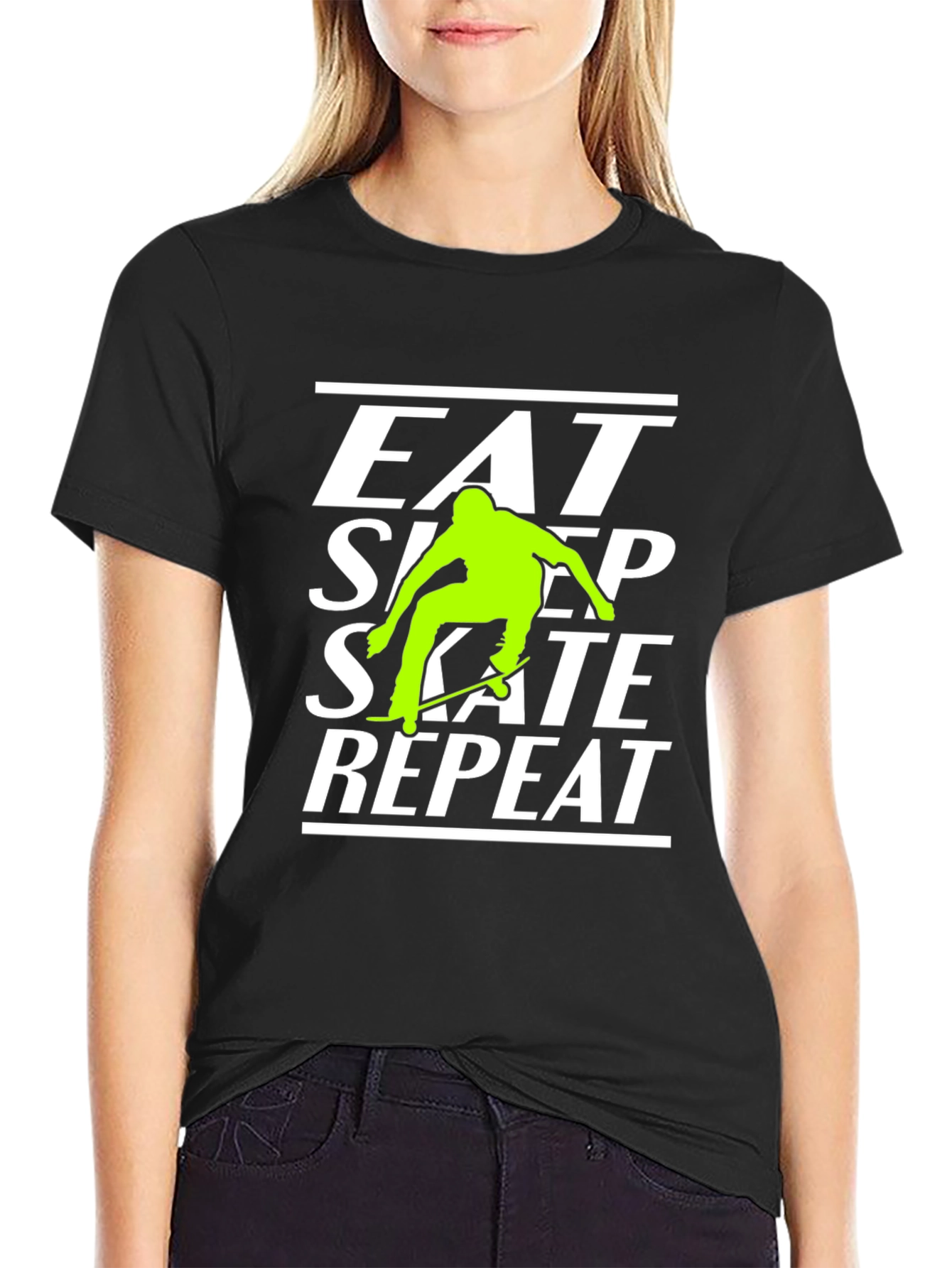 Eat Sleep Skate Repeat Black T-Shirt