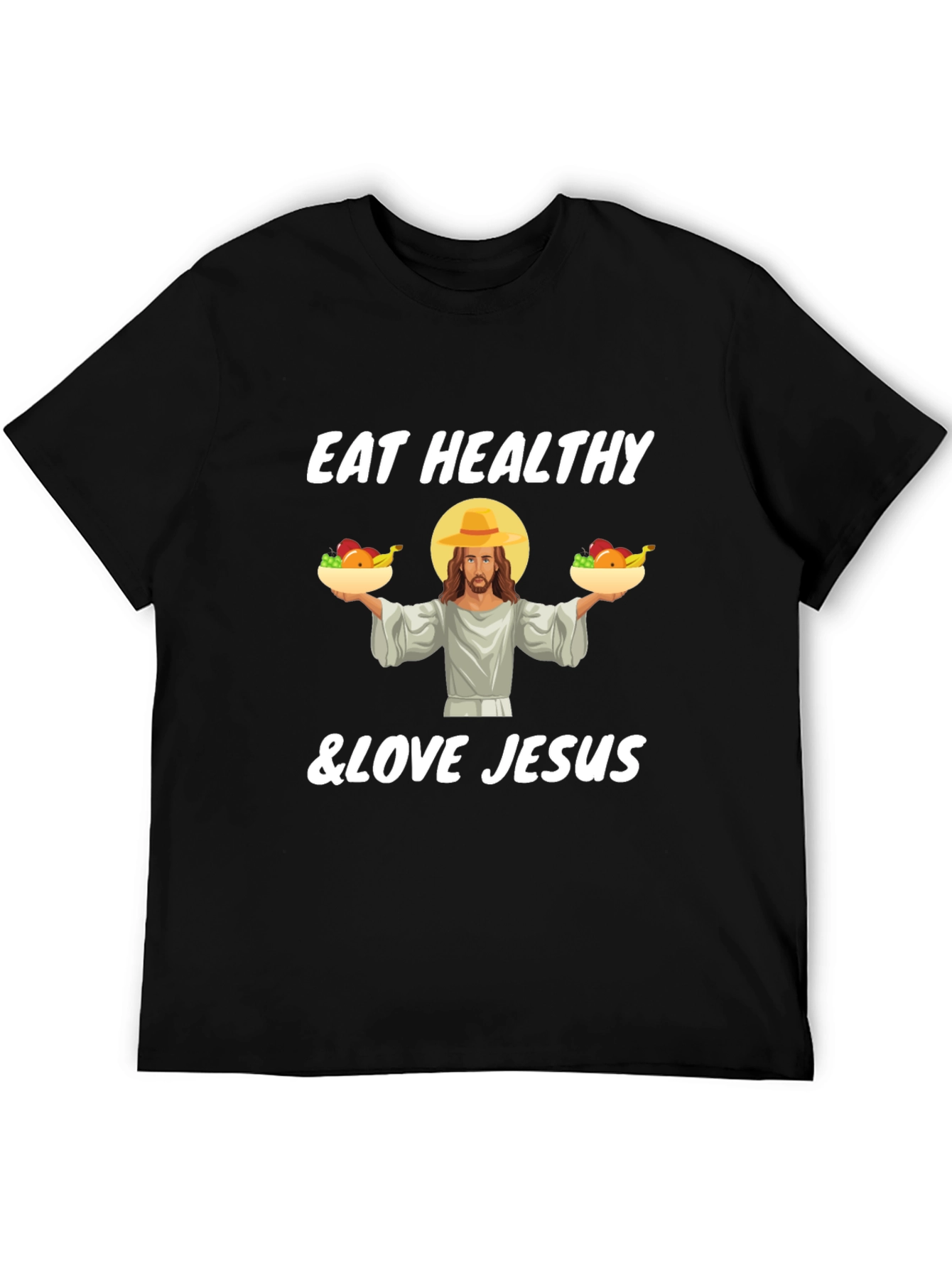 Eat Healthy & Love Jesus Black T-Shirt